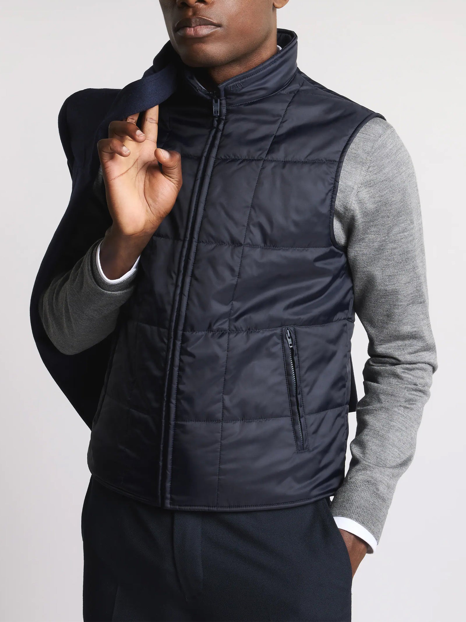 Fay Giacca Double In Flanella Di Lana Cardata Blu-3