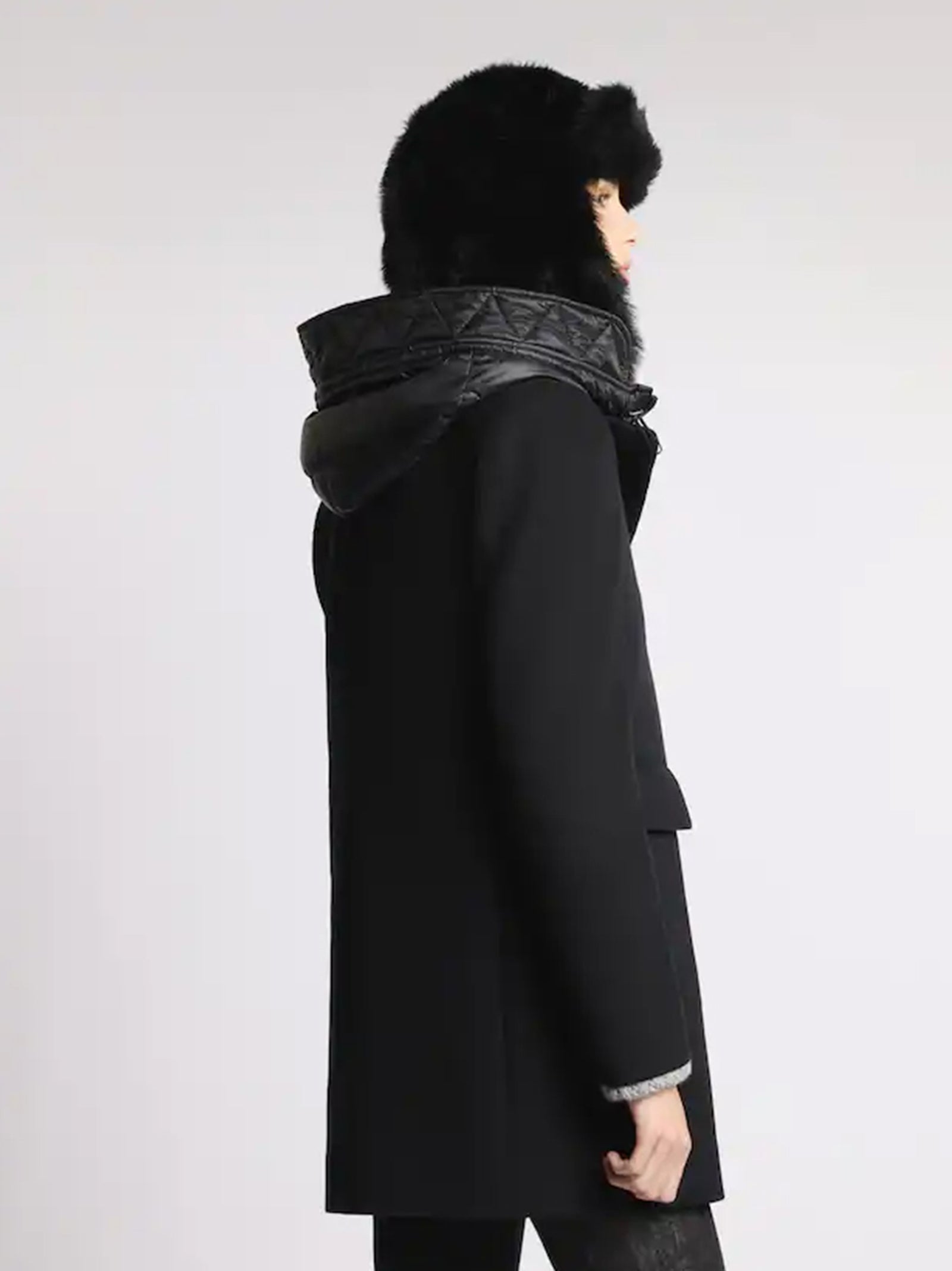 Fay Toggle Coat Db Front Nylon Nero-3