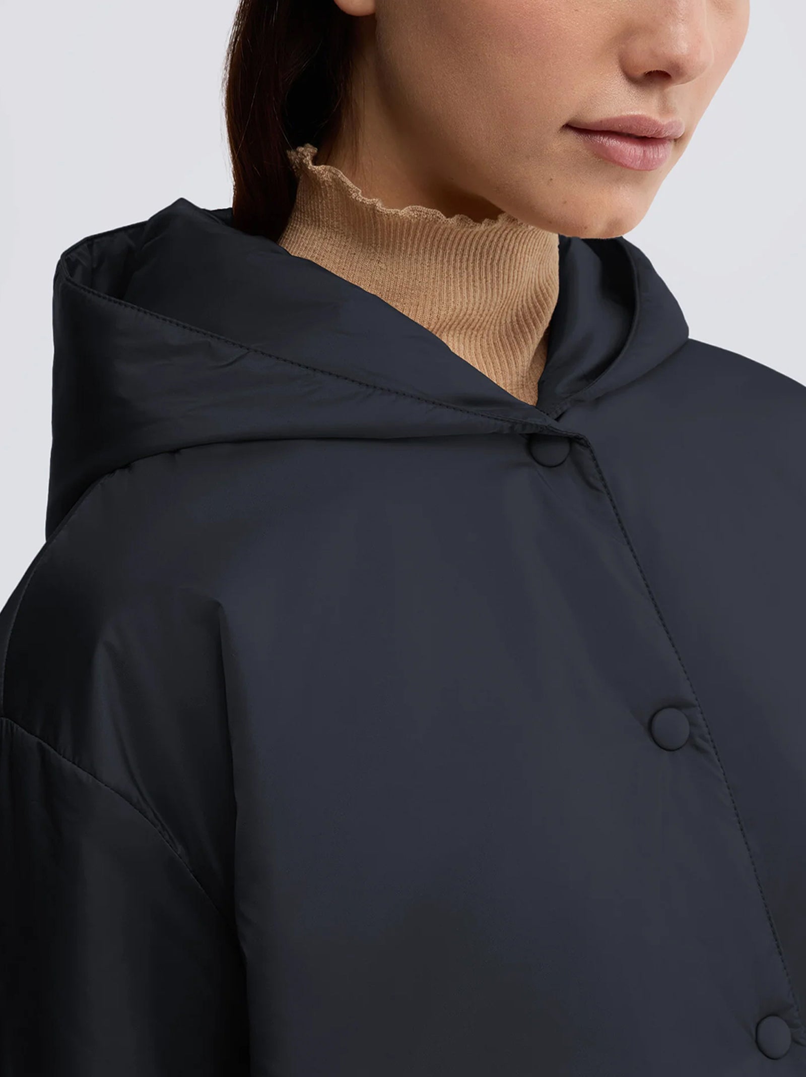 Aspesi Giubbotto Beth Con Cappuccio Nero-3