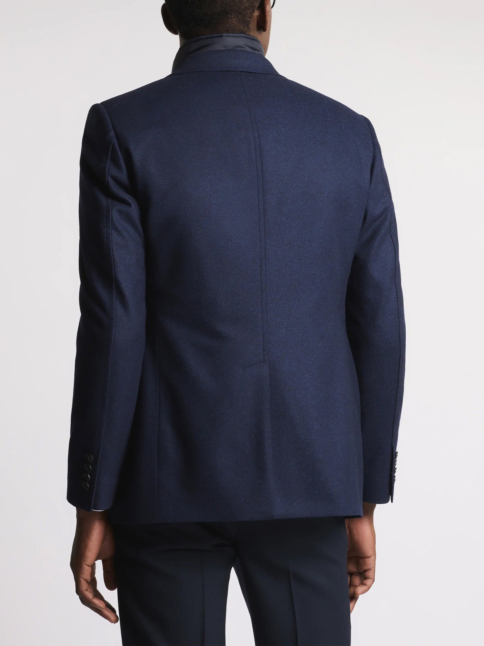 Fay Giacca Double In Flanella Di Lana Cardata Blu-4