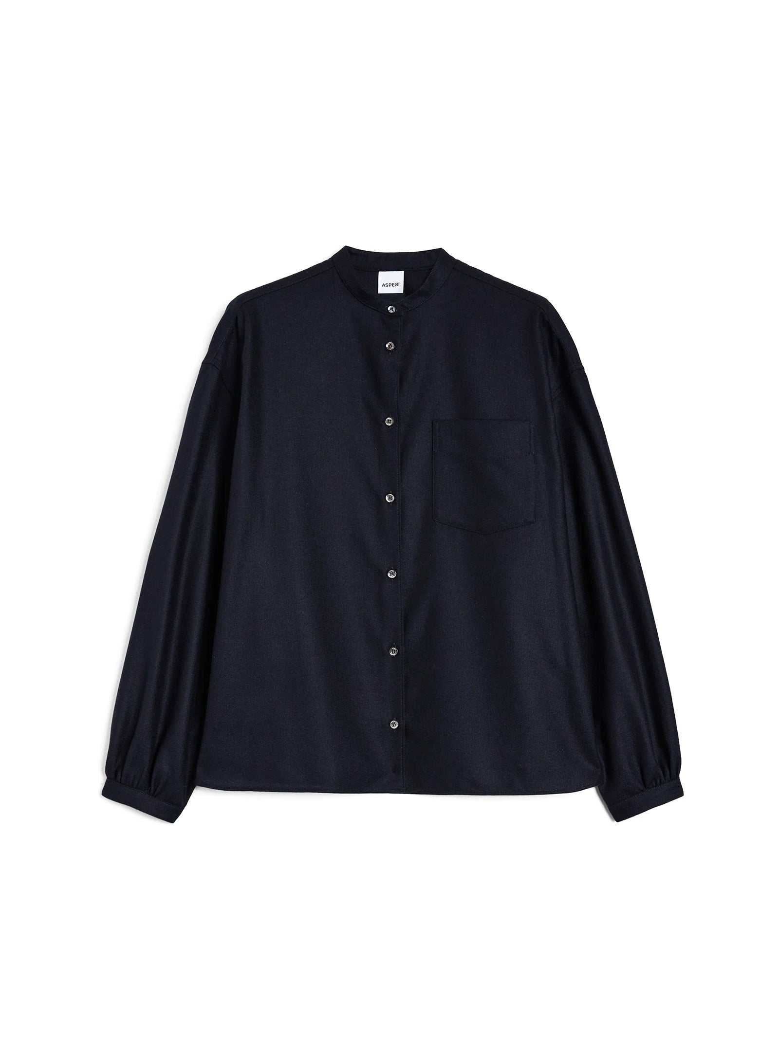 Aspesi Camicia In Flanella Di Misto Lana - Navy-1