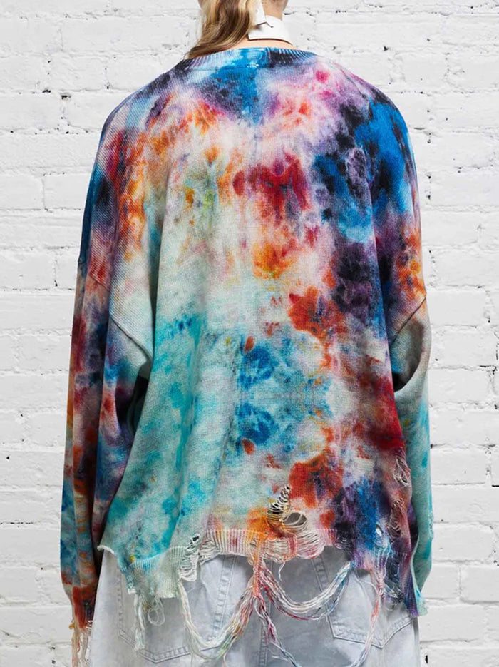 Destroyed Oversized Pullover - Printed Tie-dye-3