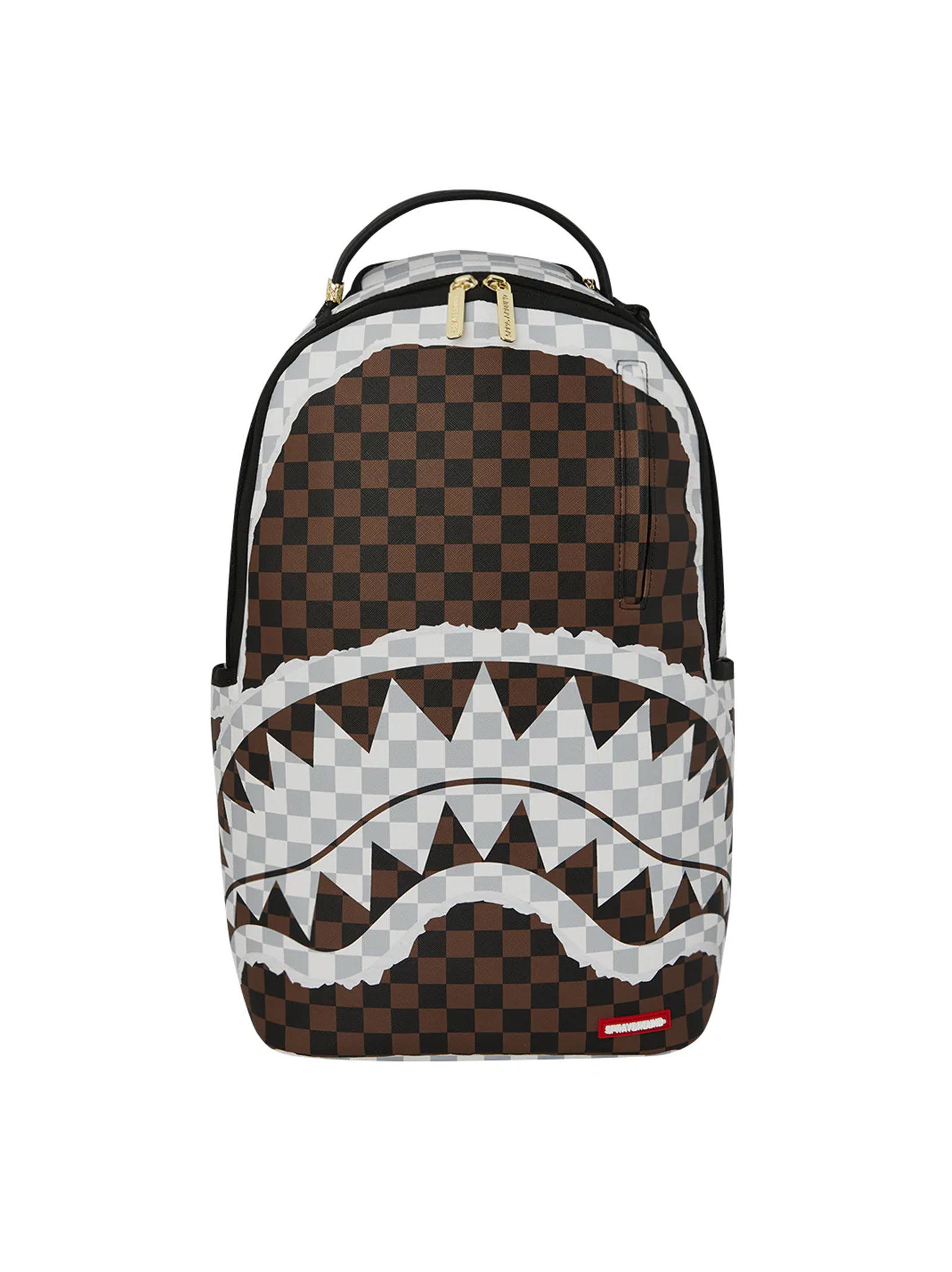 Zaino Cream And Brown Tear Check Backpack-1