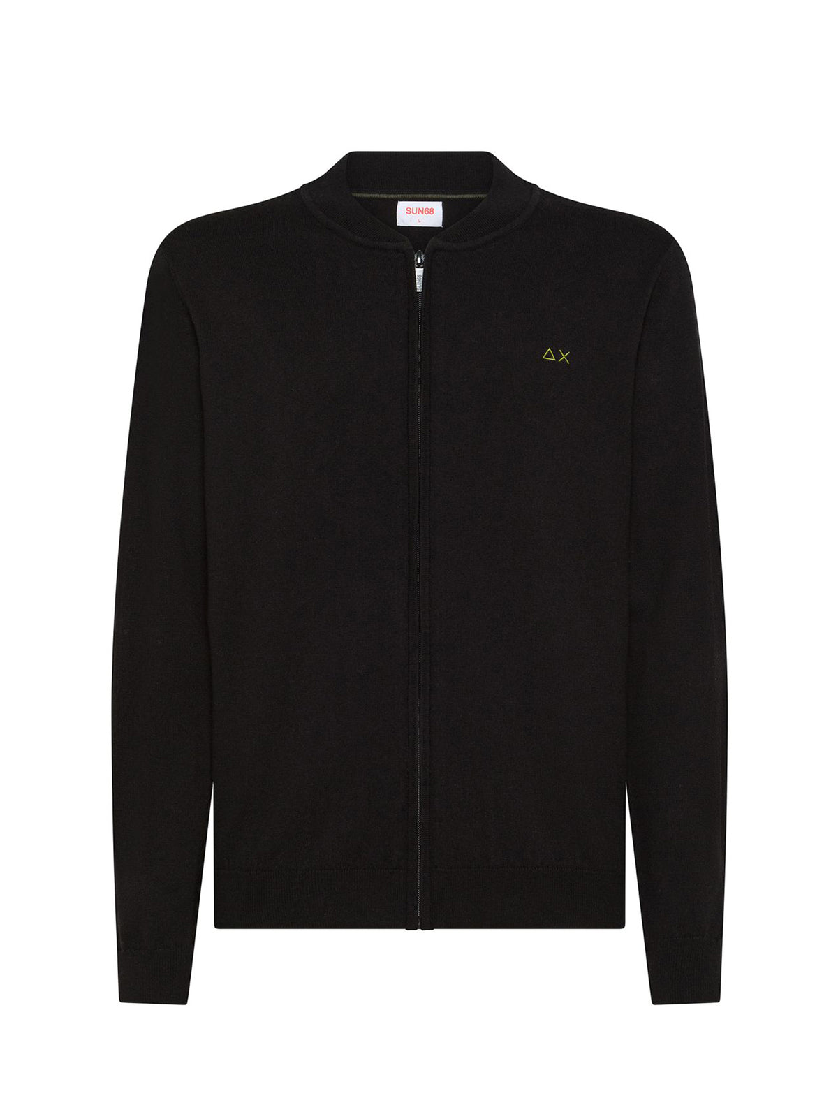 Sun68 Cardigan In Cotone E Lana Con Zip Nero-1