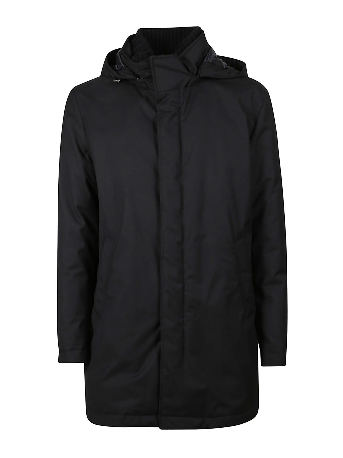Herno Giaccone Collo In Maglia Nero-1