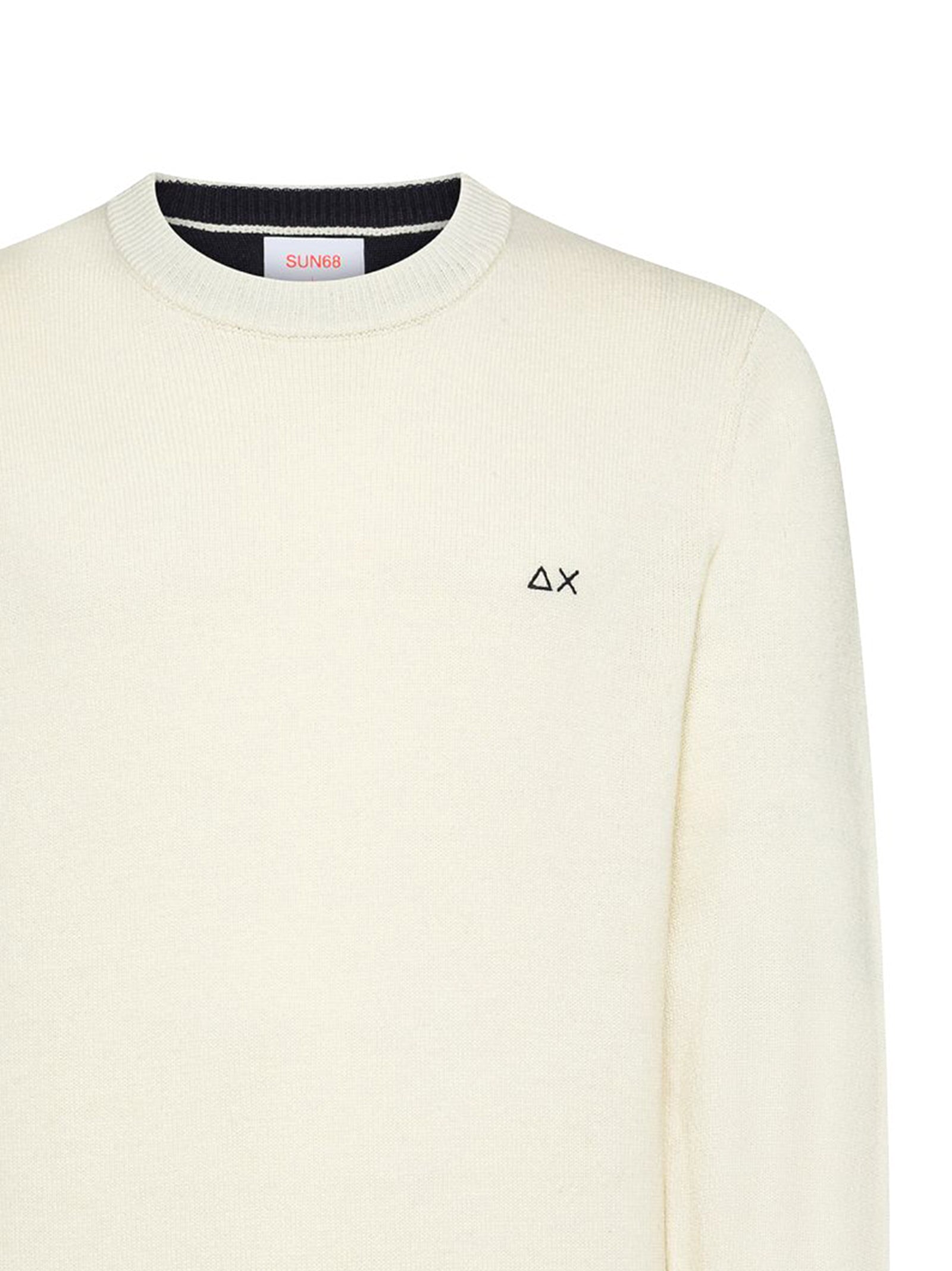 Sun68 Maglia Girocollo In Lana E Cashmere Bianco Panna-2