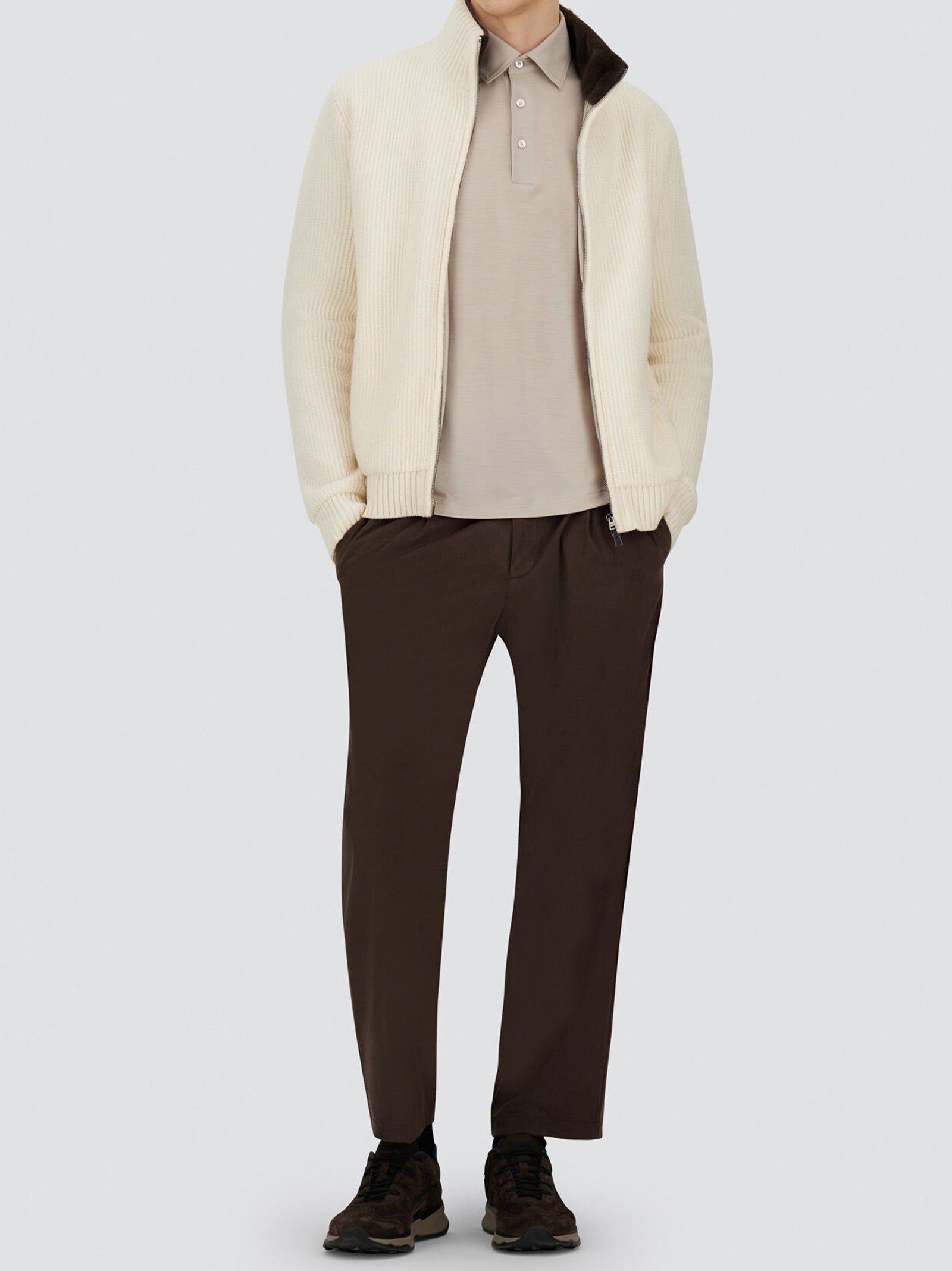 Herno Pantaloni Resort In Microfibra Effetto Suede Marrone-3