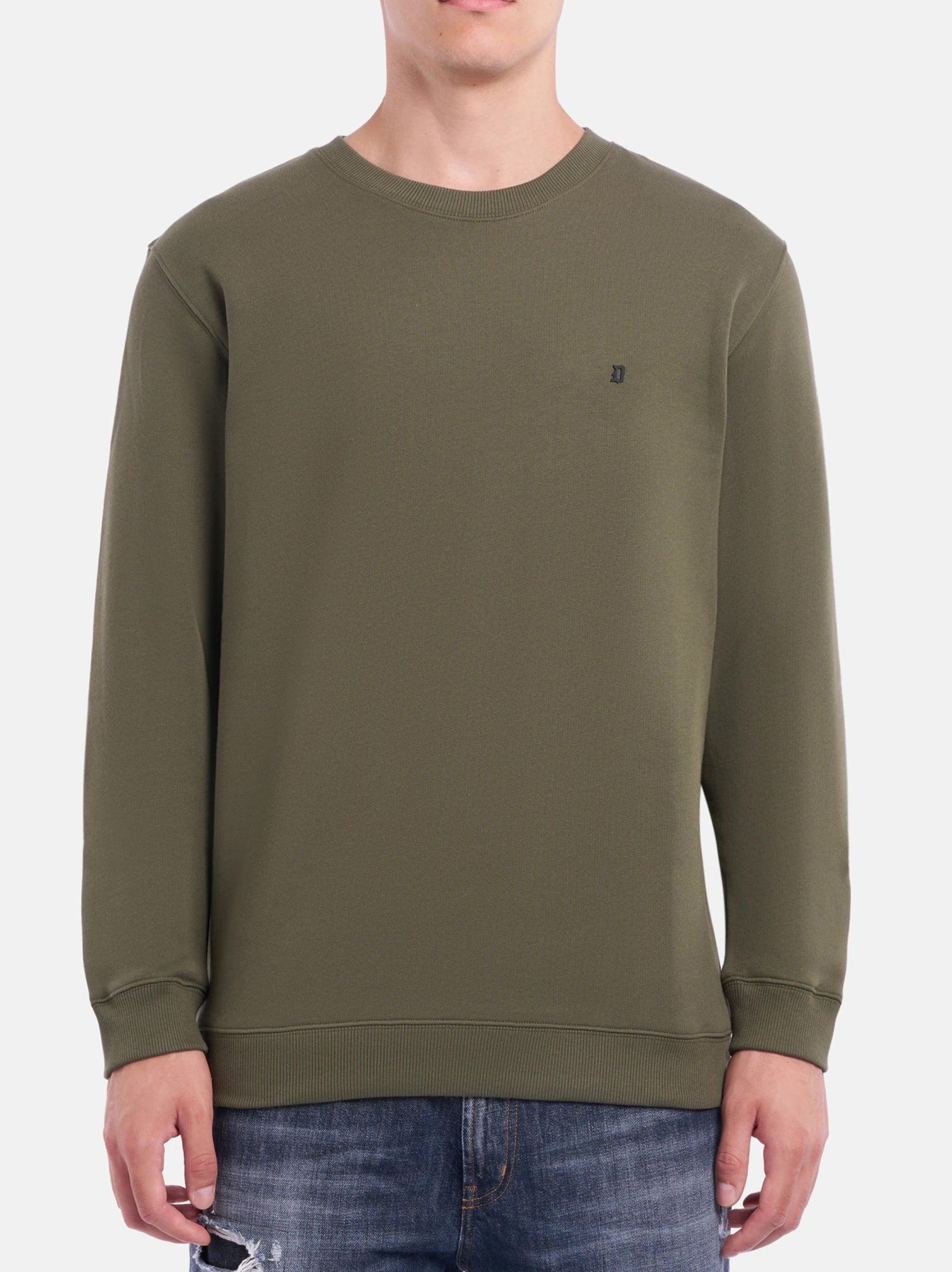 Dondup Felpa Girocollo Regular In Cotone Verde-2