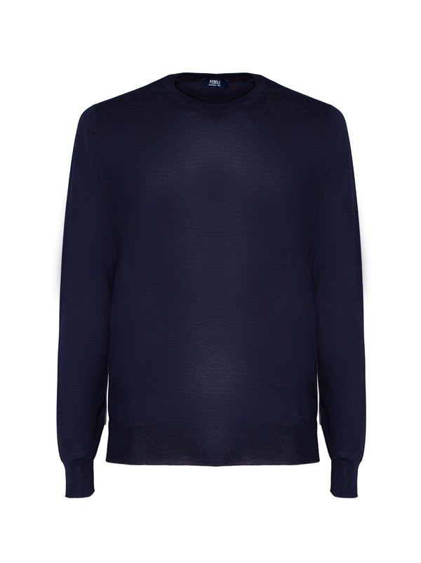 Fedeli Argentina Girocollo In Cashmere E Seta Blu