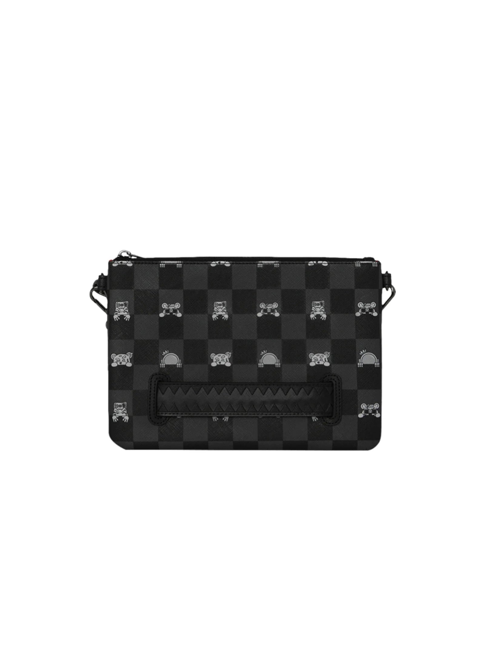 Pochette Gray Peeking Character Check Crossbody-2