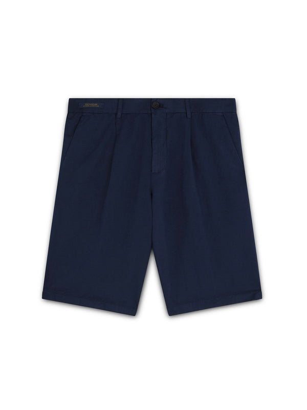 Bermuda In Lino E Cotone Con Pince