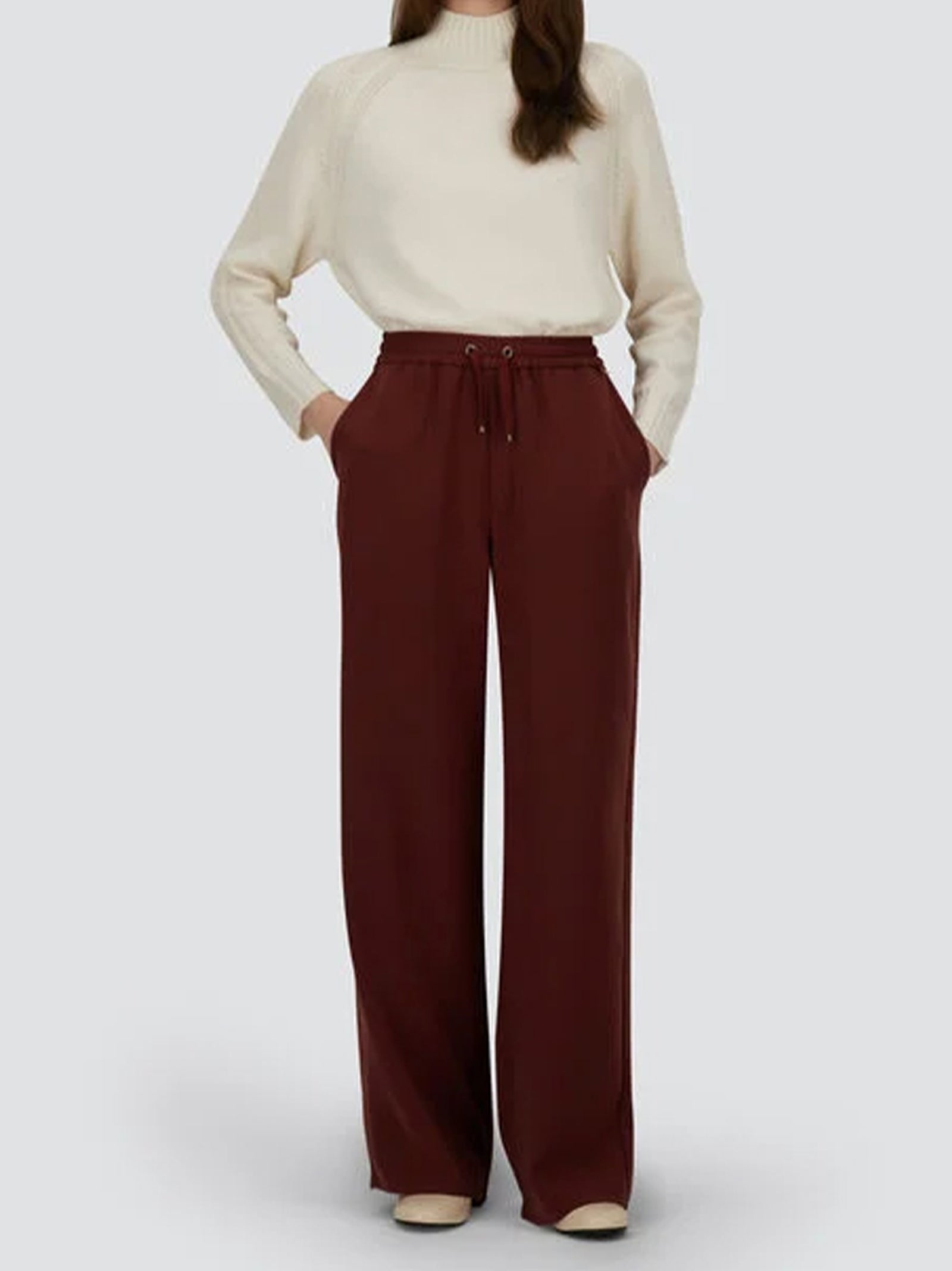 Herno Pantaloni In Matt Crepe Satin Bordeaux-2