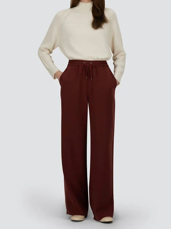 Herno Pantaloni In Matt Crepe Satin Bordeaux-2