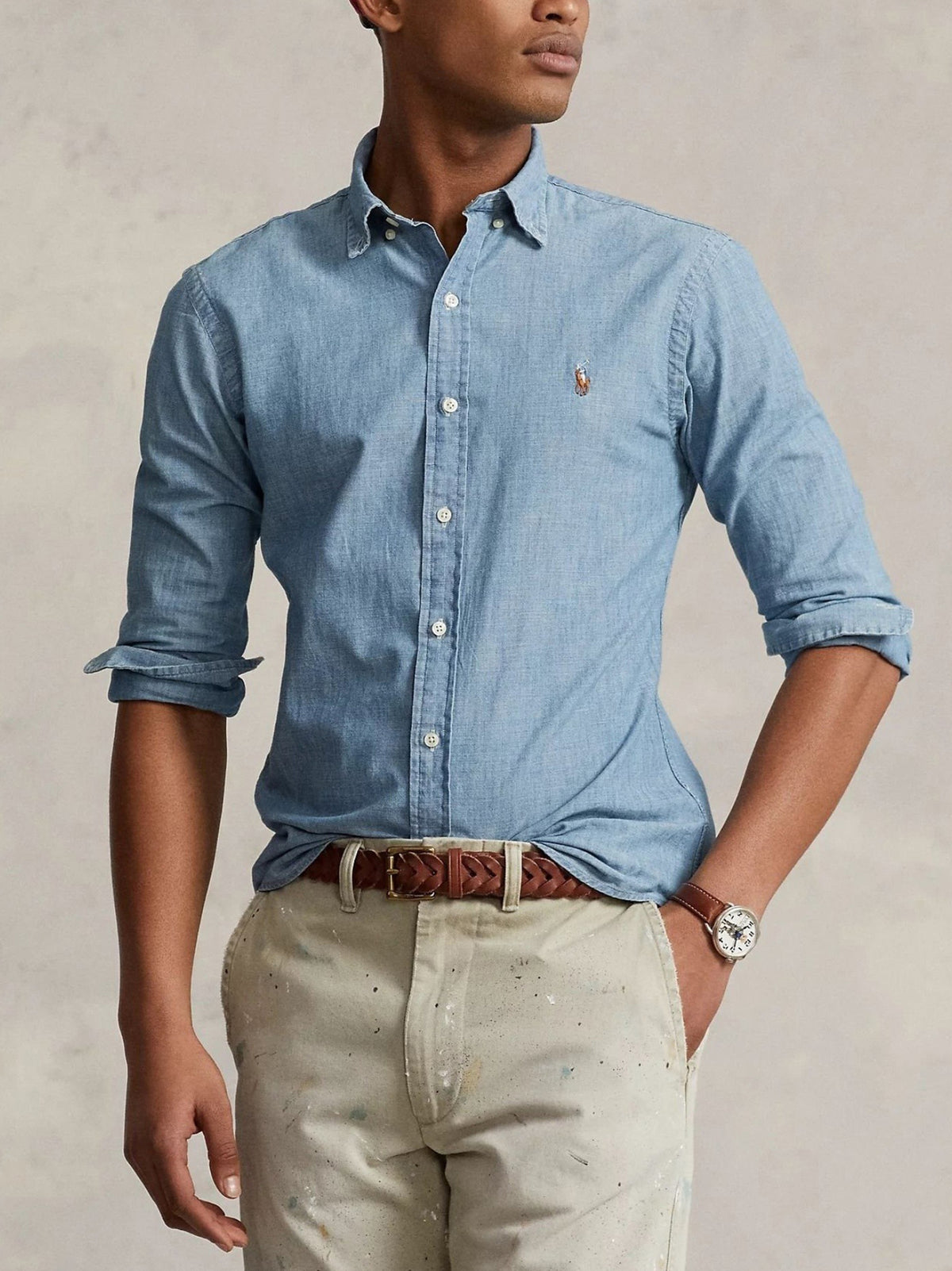 Polo Ralph Lauren Camicia Chambray Celeste-2