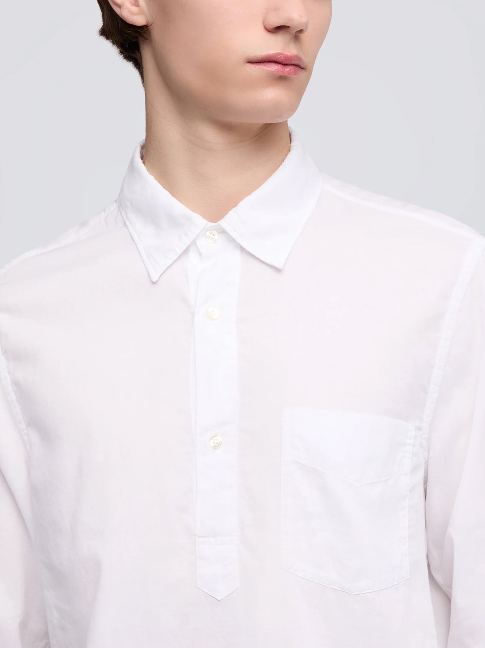 Aspesi Camicia Doppia In Voile Di Cotone Bianco-4
