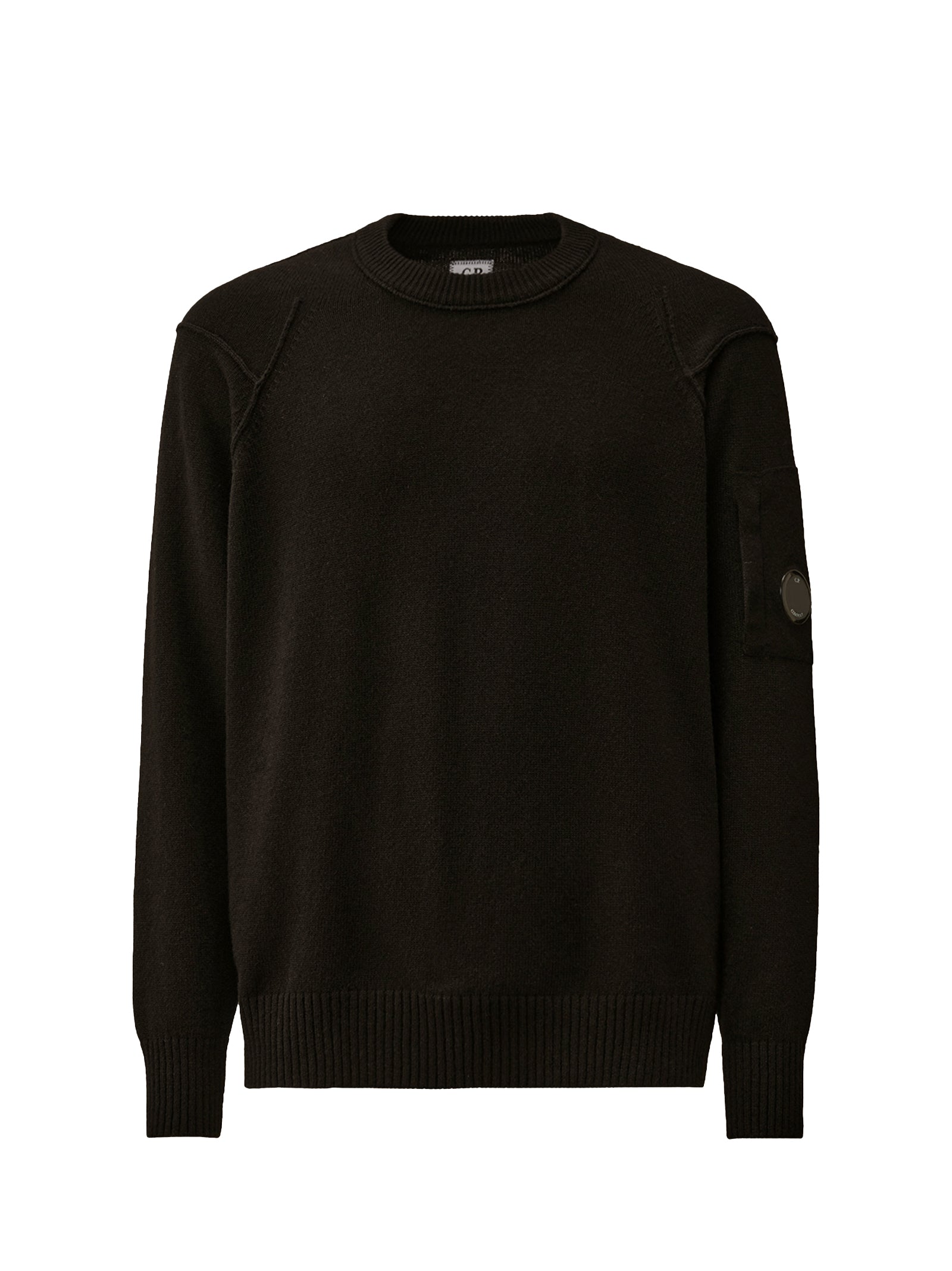 Cp Company Lambswool Grs Crewneck Lens Sweater Black-1
