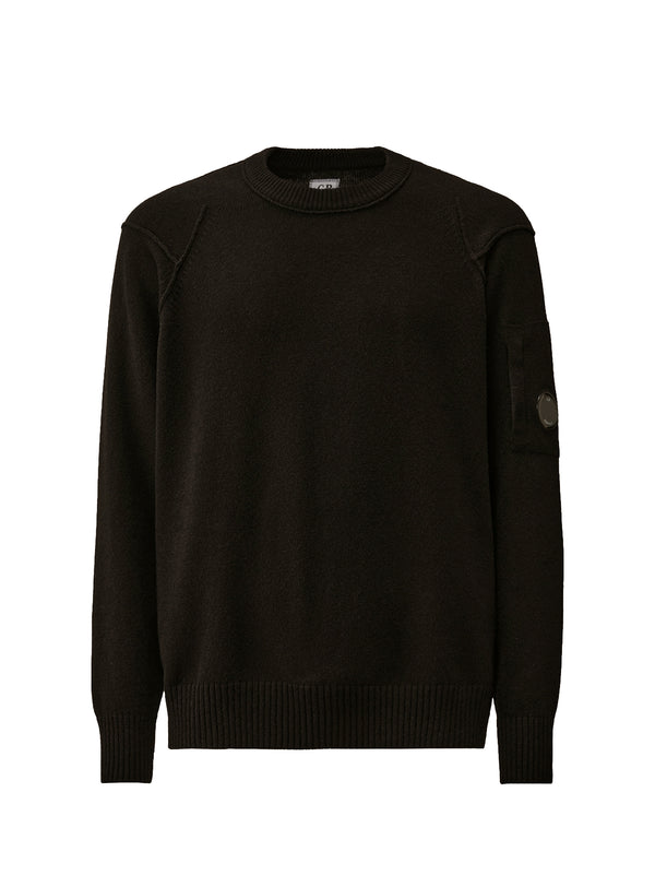 CP COMPANY Lambswool GRS Crewneck Lens Sweater black-CP COMPANY-RFCMKN707A110149A 999