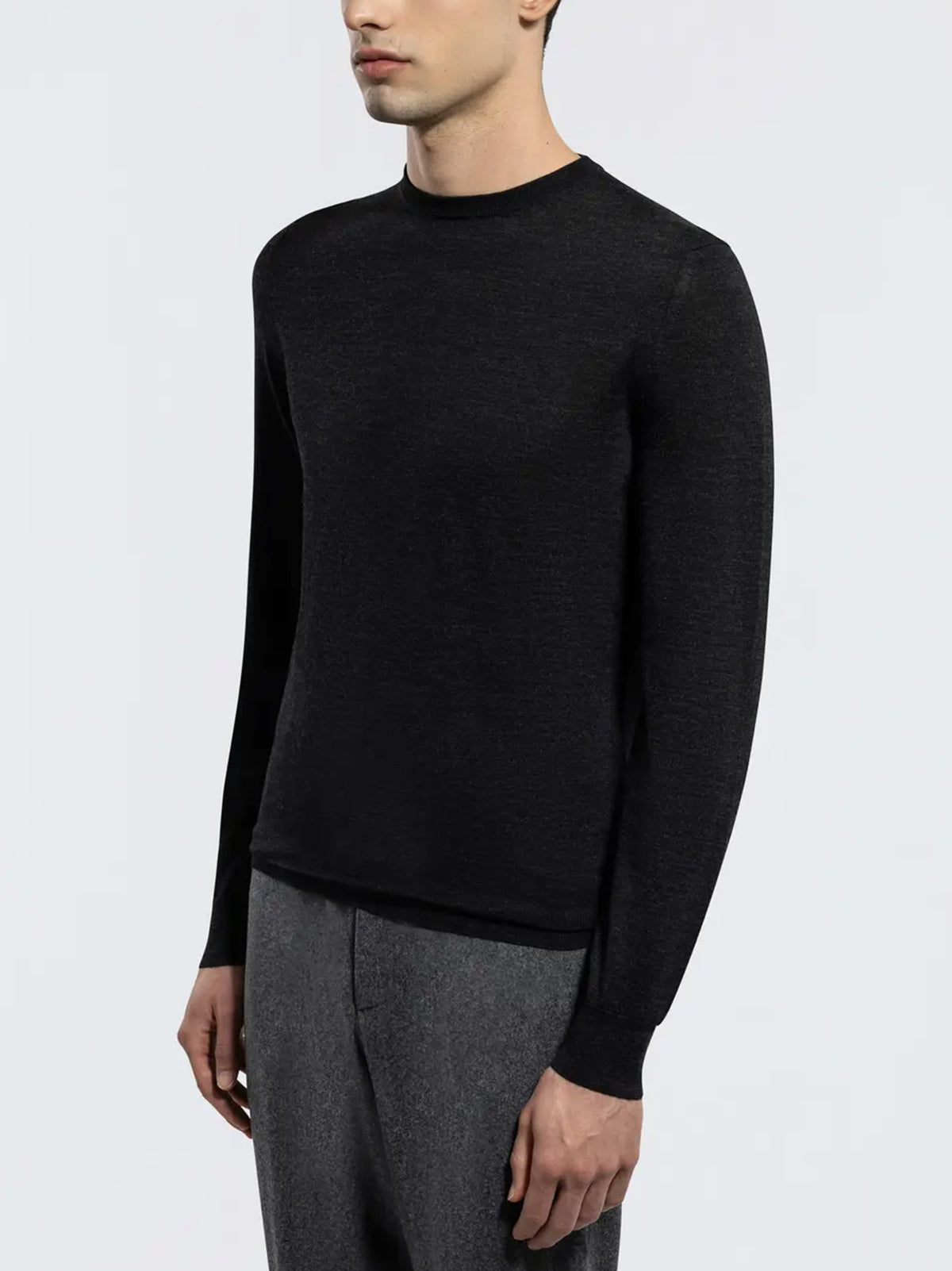 Drumohr Maglia Girocollo In Lana Merino Carbone-2
