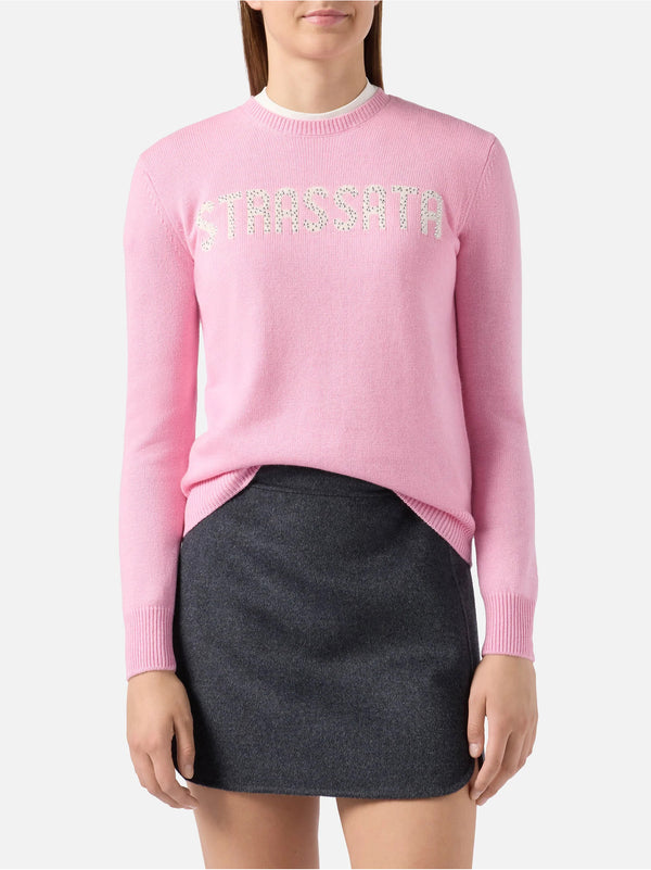 Saint Barth Maglione Strassata Rosa-2