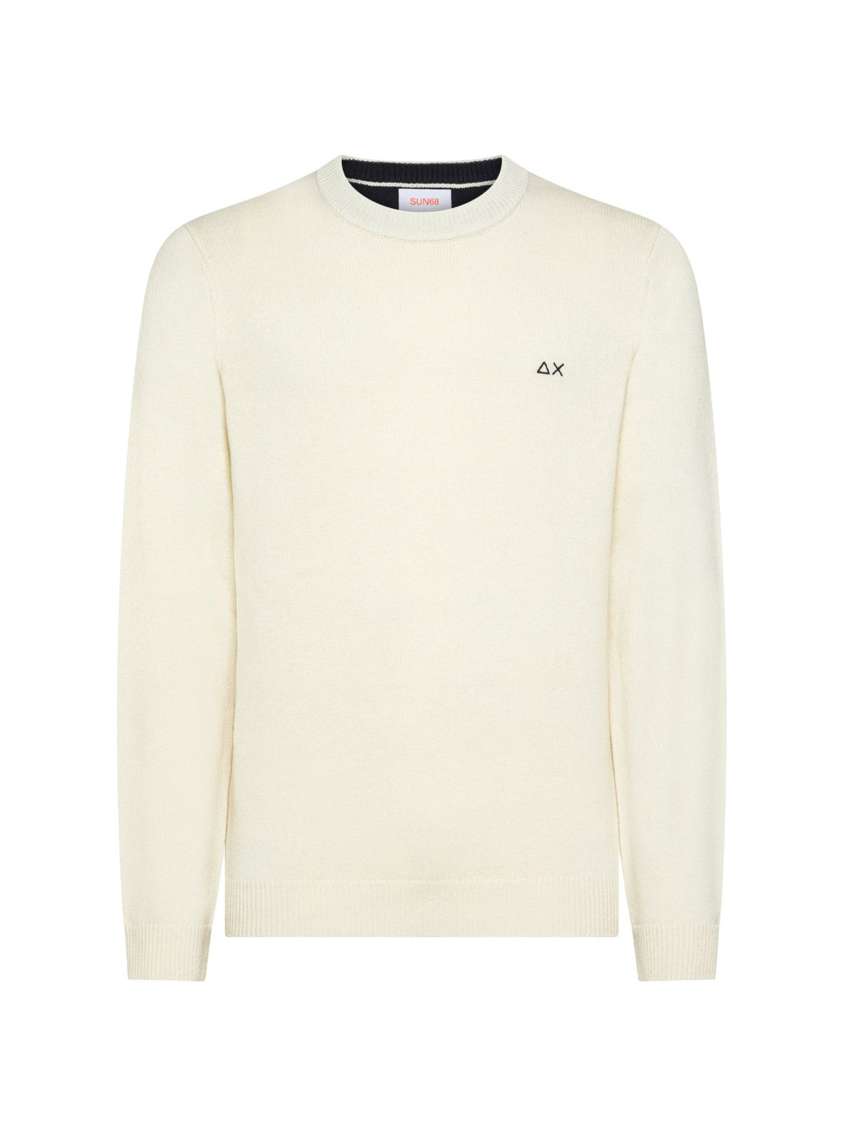 Sun68 Maglia Girocollo In Lana E Cashmere Bianco Panna-1