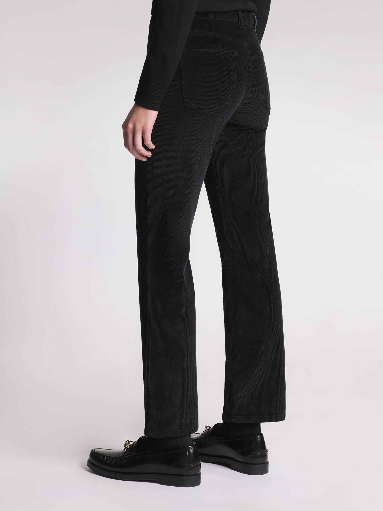 Fay Pantaloni Slim In Velluto A Coste Stretch Nero-3