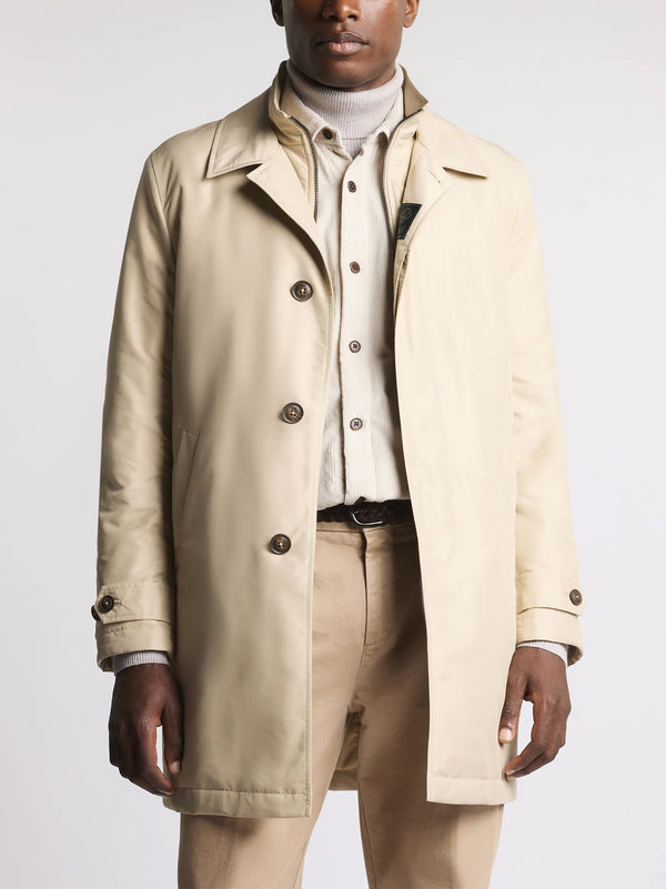 Fay Morning Coat In Popeline Tecnico Sabbia-2