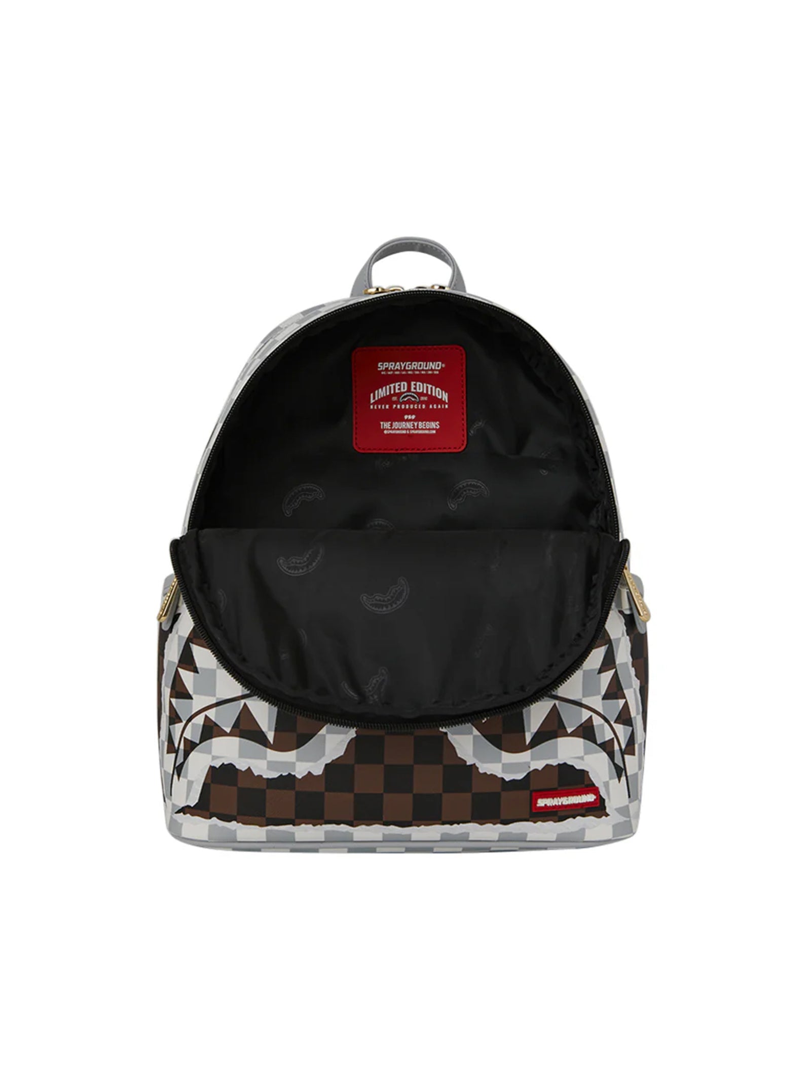 Cream And Brown Tear Check Savage Backpack-4