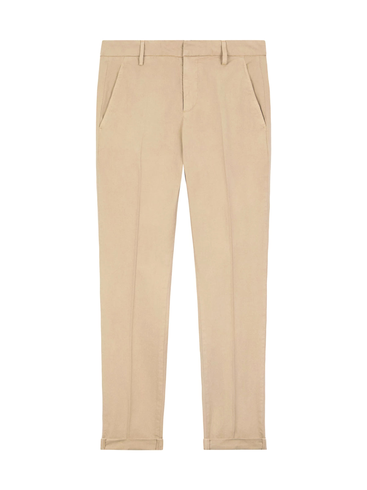 Dondup Pantaloni chino Gaubert slim in gabardina nocciola-1
