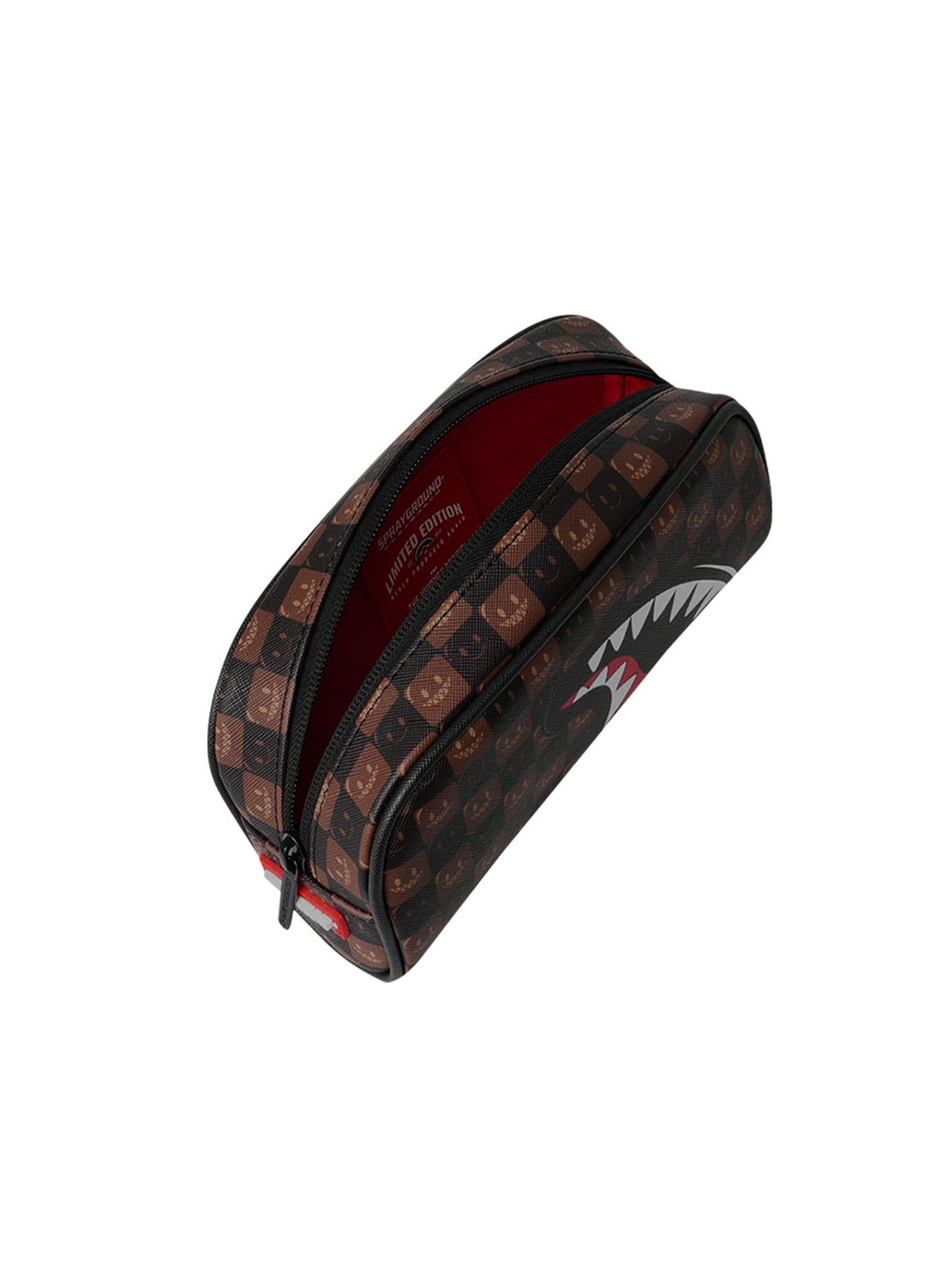 Sprayground Sharks In Paris Wtf Bubble Brown Check Pouch-3