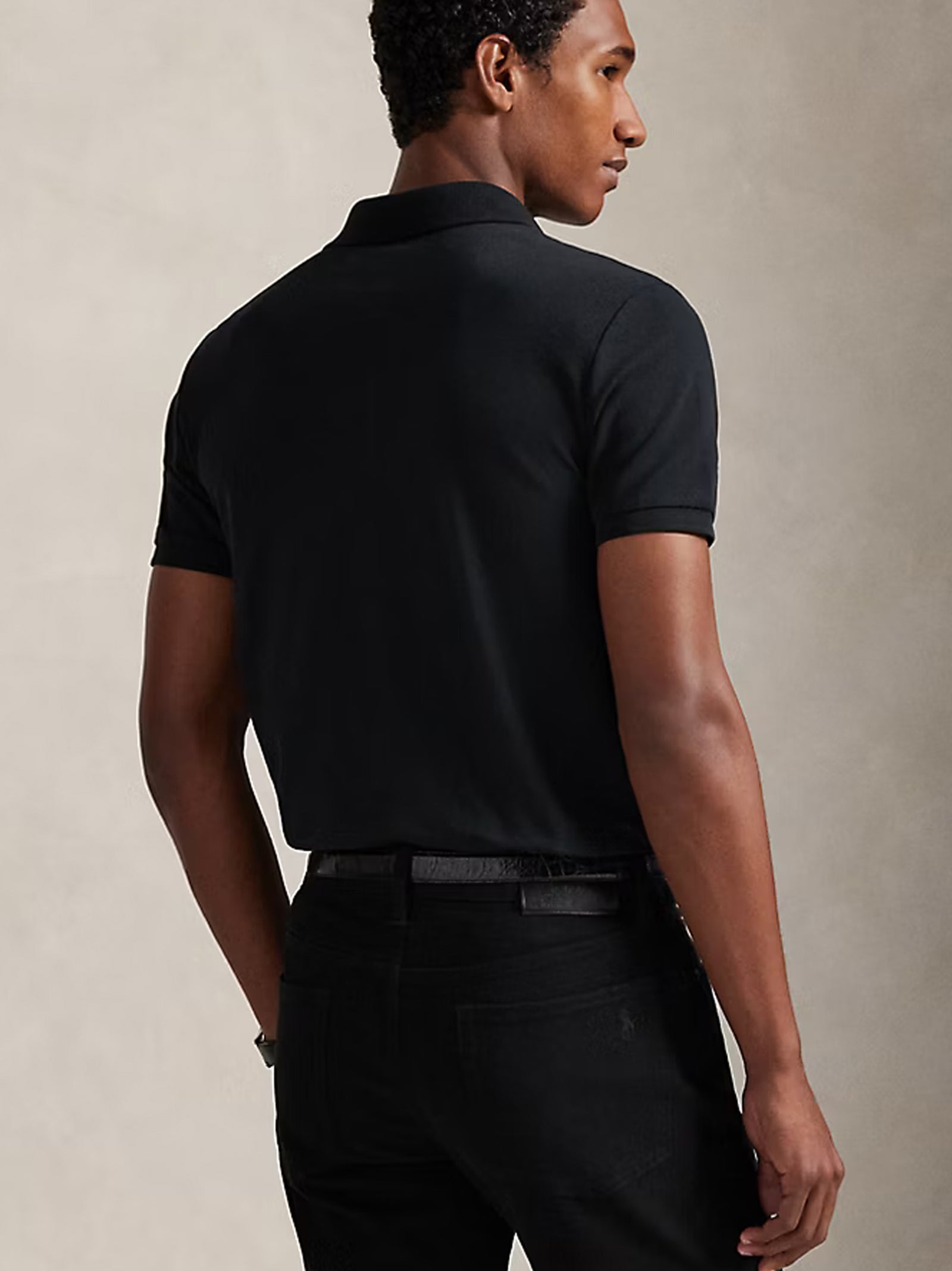 Polo In Piqué Stretch Custom Slim-Fit Nera-3