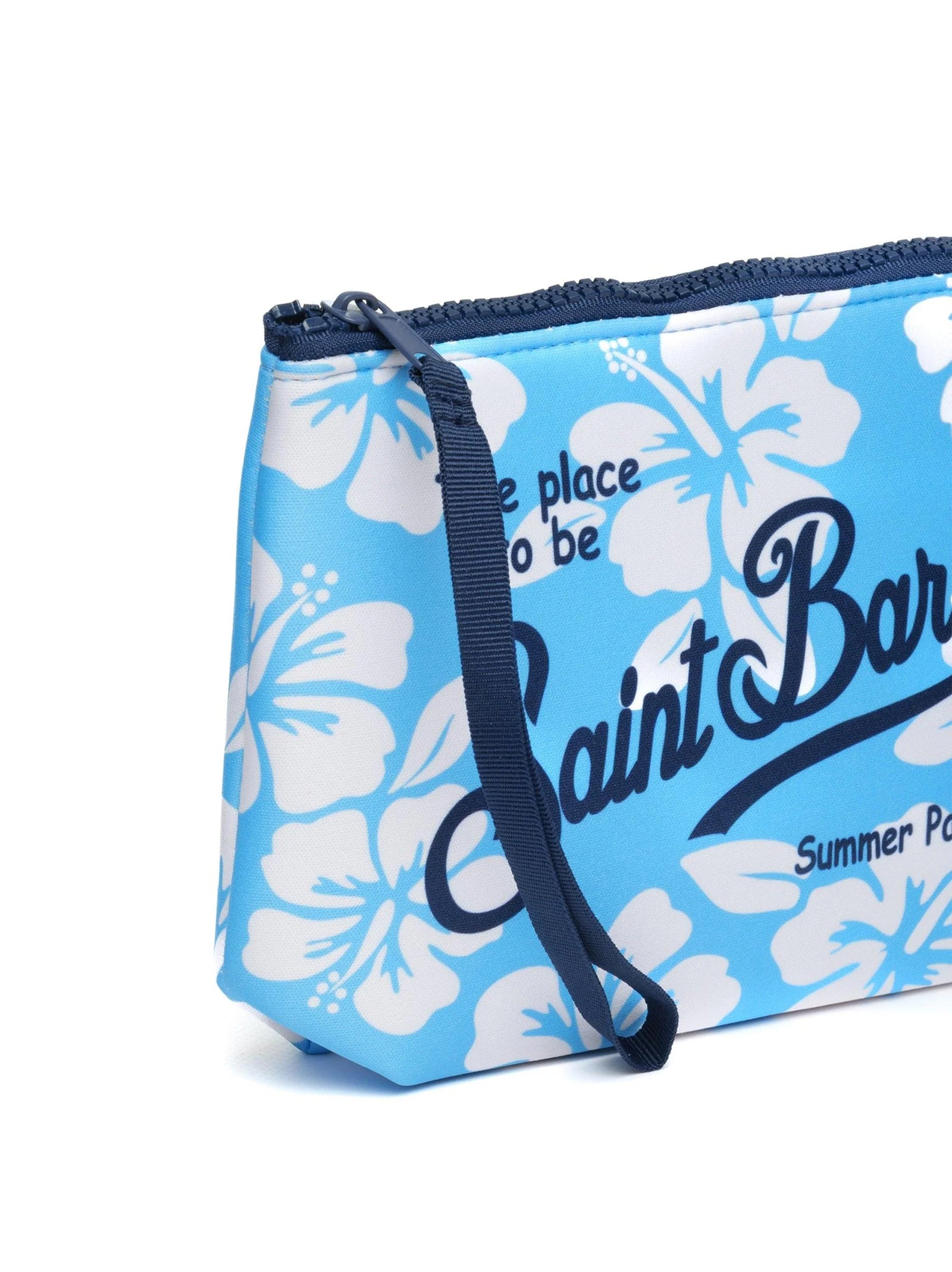 Saint Barth Pochette Aline Fiori Azzurra-2