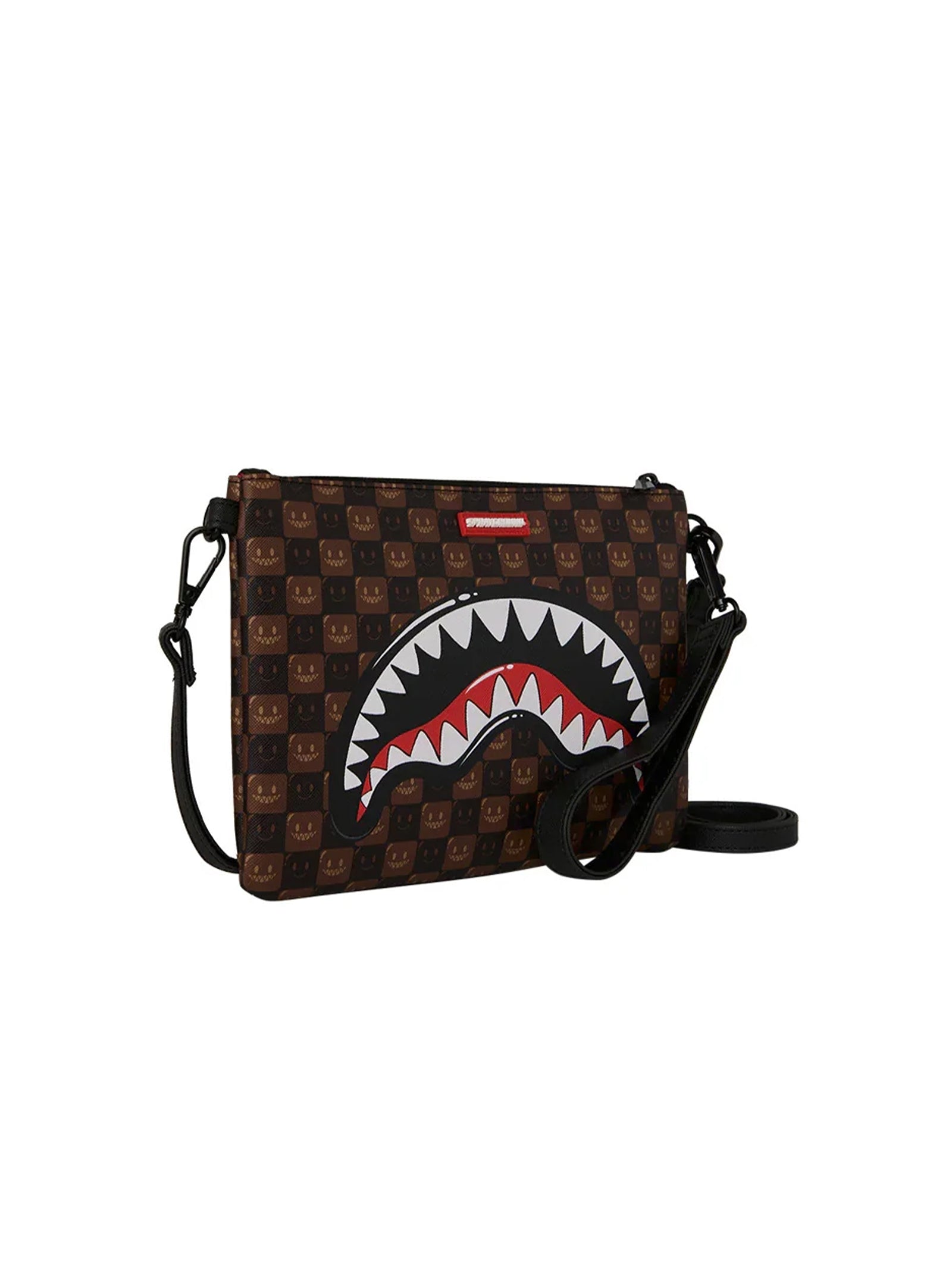 Sprayground Pochette Sharks In Paris Wtf Bubble Brown Check Crossover Clutch-2