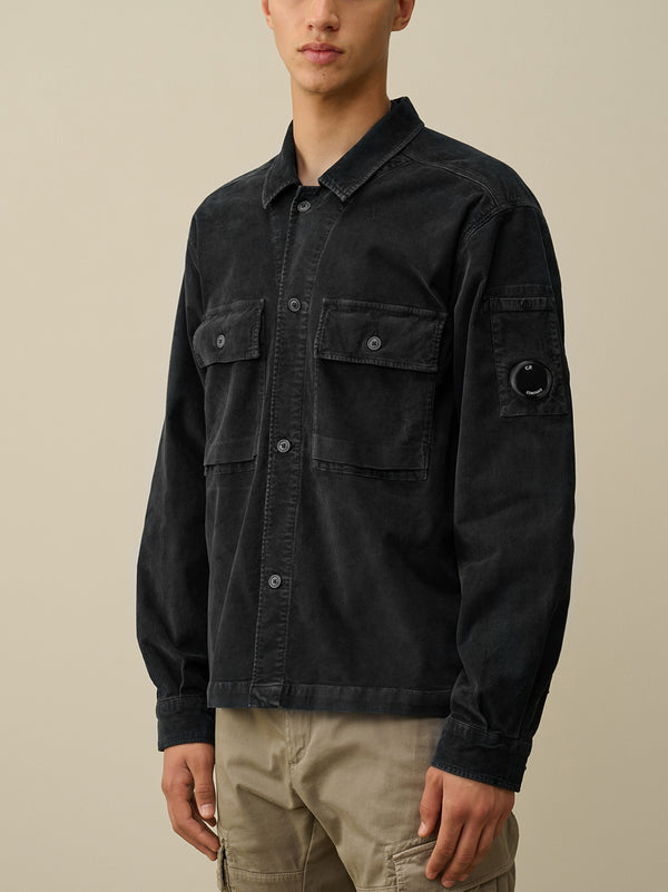 Corduroy Buttoned Utility Overshirt-2