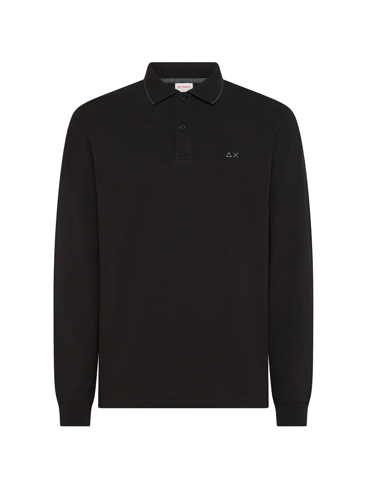 Sun68 Polo Small Stripes On Collar Nera-1