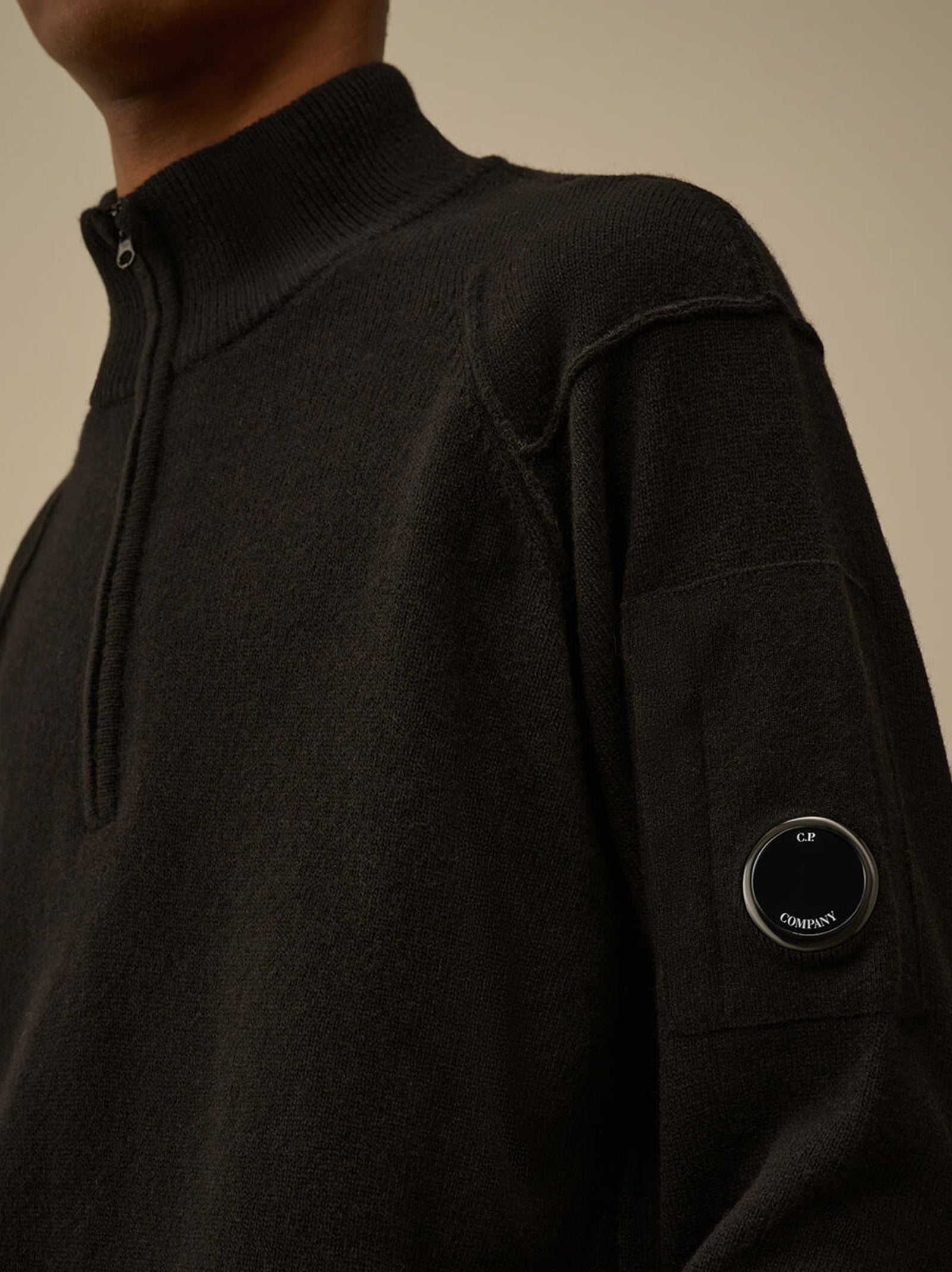 Cp Company Lambswool Grs Half Zip Sweater Black-3