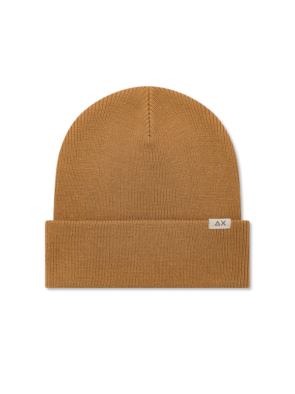 Sun68 Berretto Beanie In Misto Lana A Costine Marrone Deserto