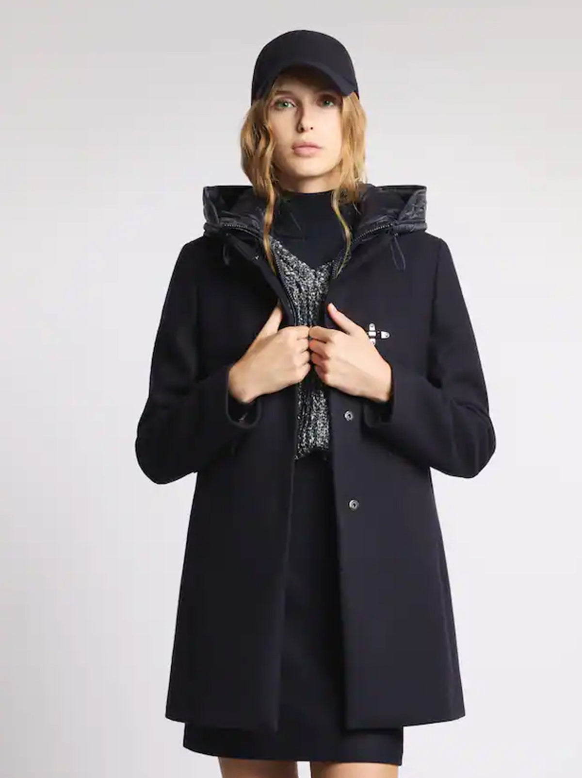 Fay Toggle Coat Db Front Nylon Blu-2