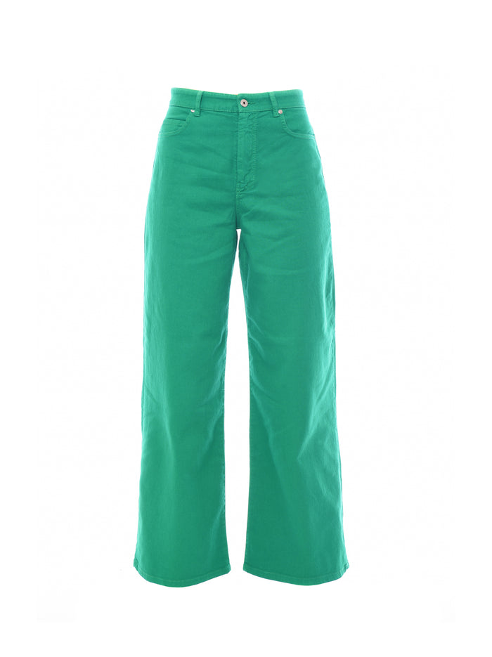 Green Stretch Cotton Pant-1