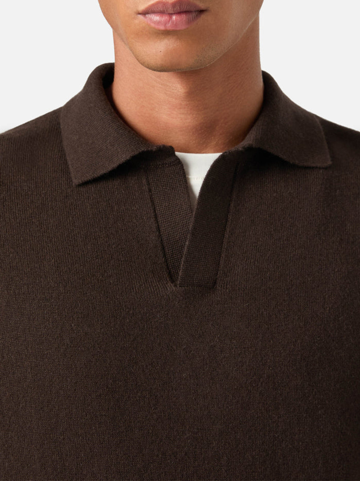 Saint Barth Polo Covent in misto lana merino e cashmere marrone-4