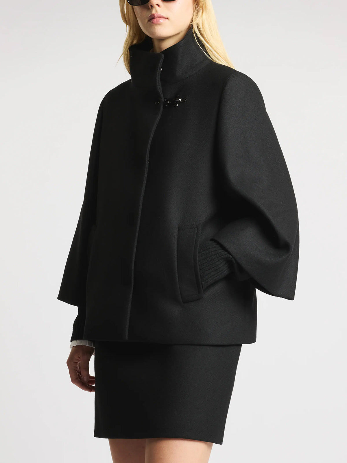 Fay Cappa Gancio Lana E Cashmere Nero-2