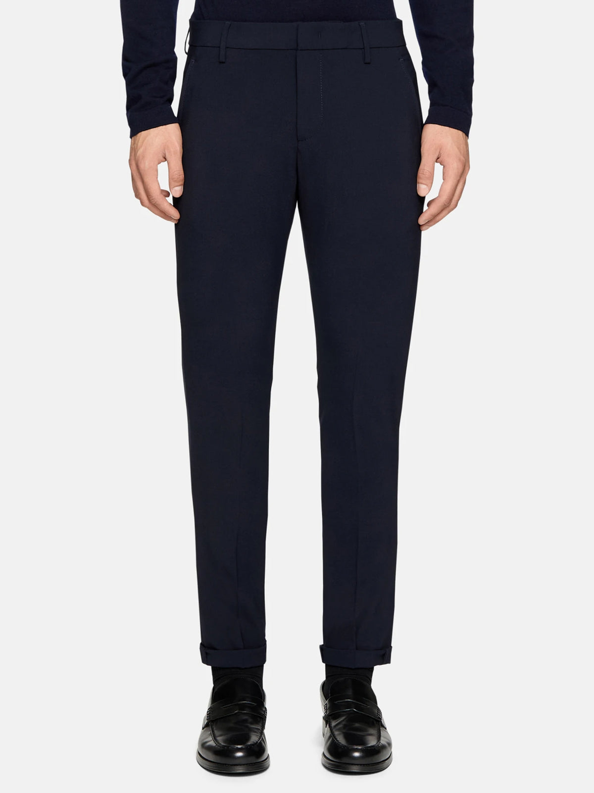 Dondup Pantaloni Gaubert slim in tela di lana blu universo-2