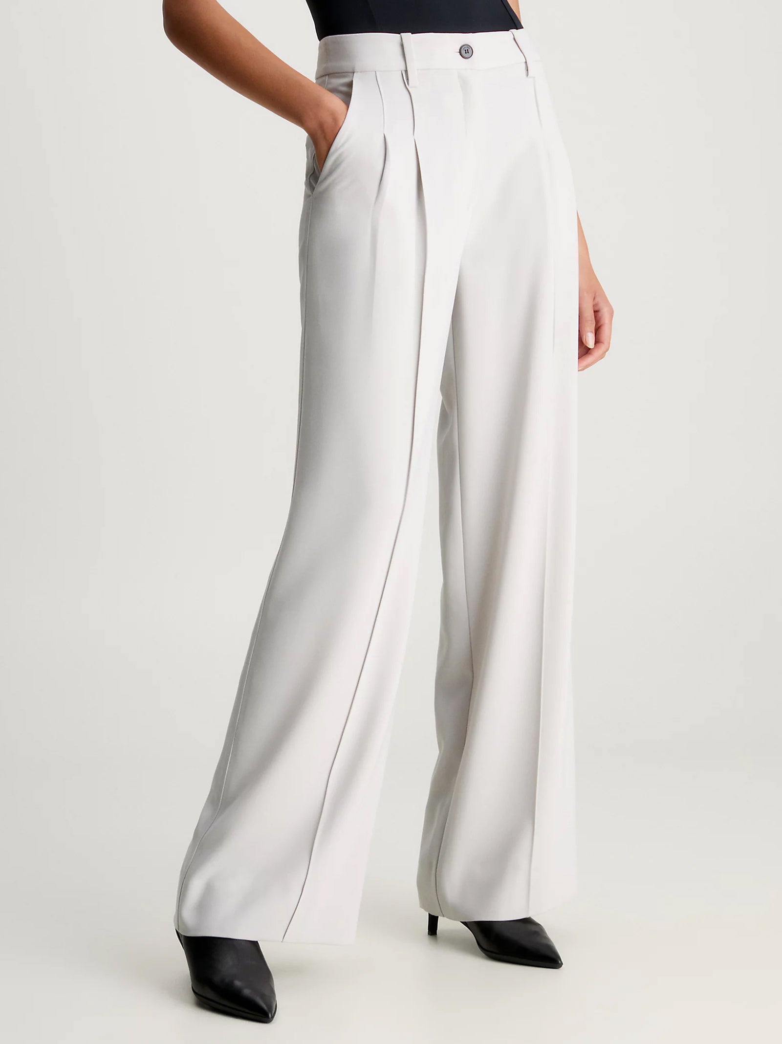 Pantaloni Gamba Larga In Twill-2