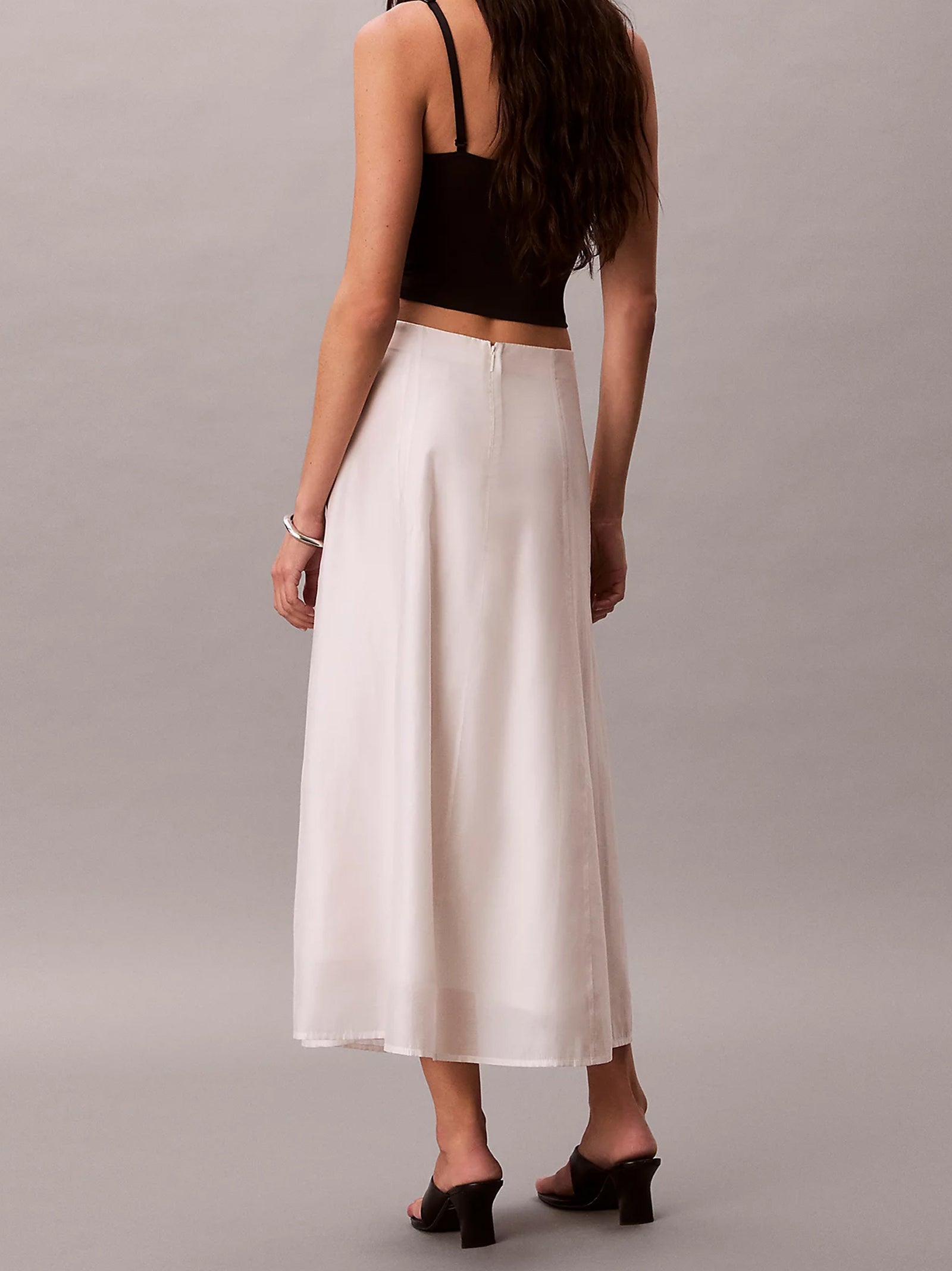 Calvin Klein Gonna Lunga Voile Bianca-3