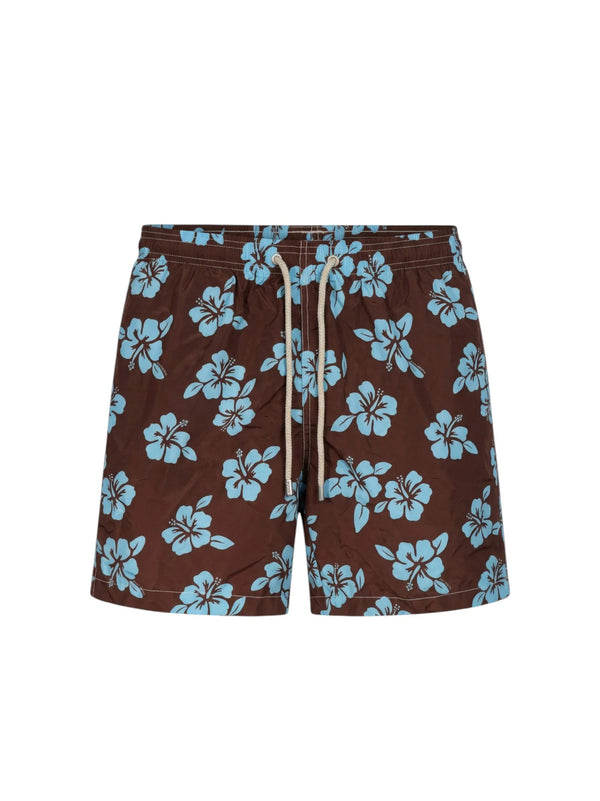 SAINT BARTH BOXER MARE SWIMSHORT MARRONE CON  FIORI-SAINT BARTH-LIG0001 08496L