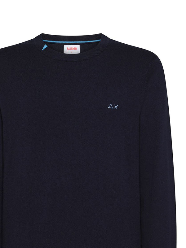 Sun68 Maglia Girocollo In Misto Lana Navy Blue-2