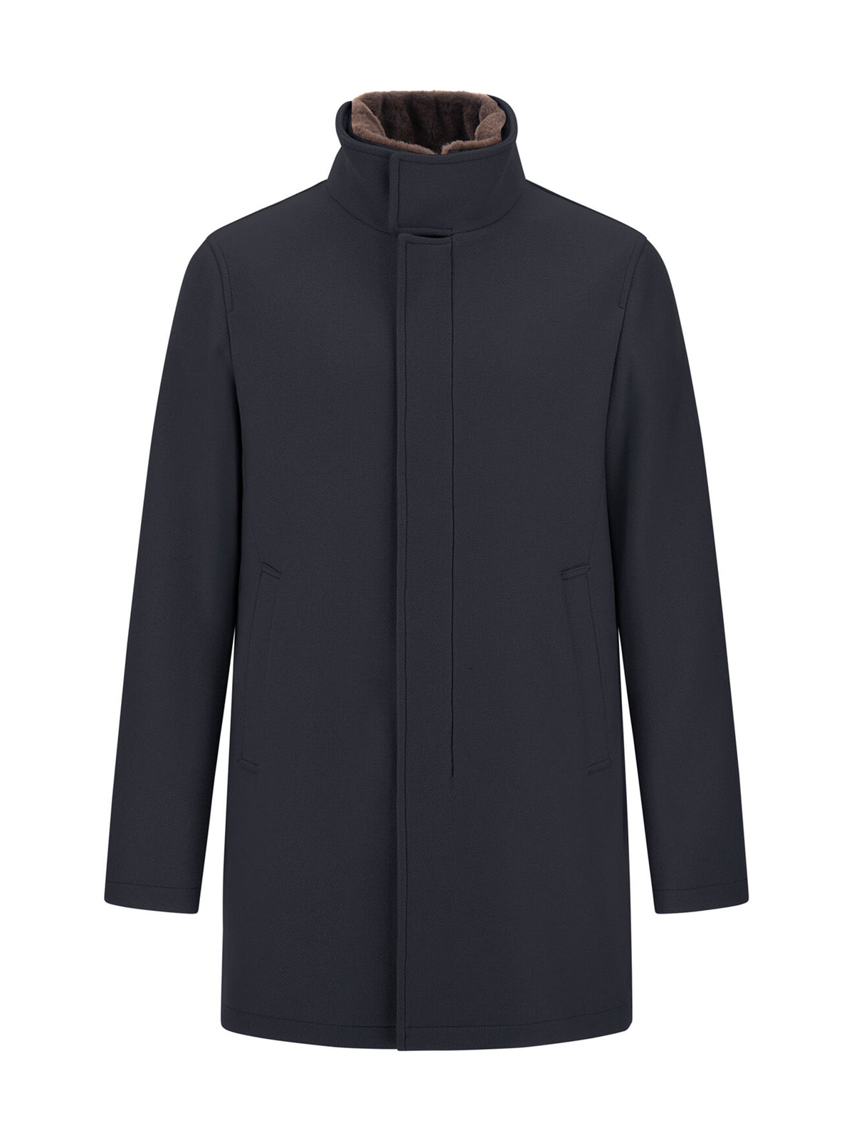 Herno Cappotto Collo Ecopelliccia Blu-1