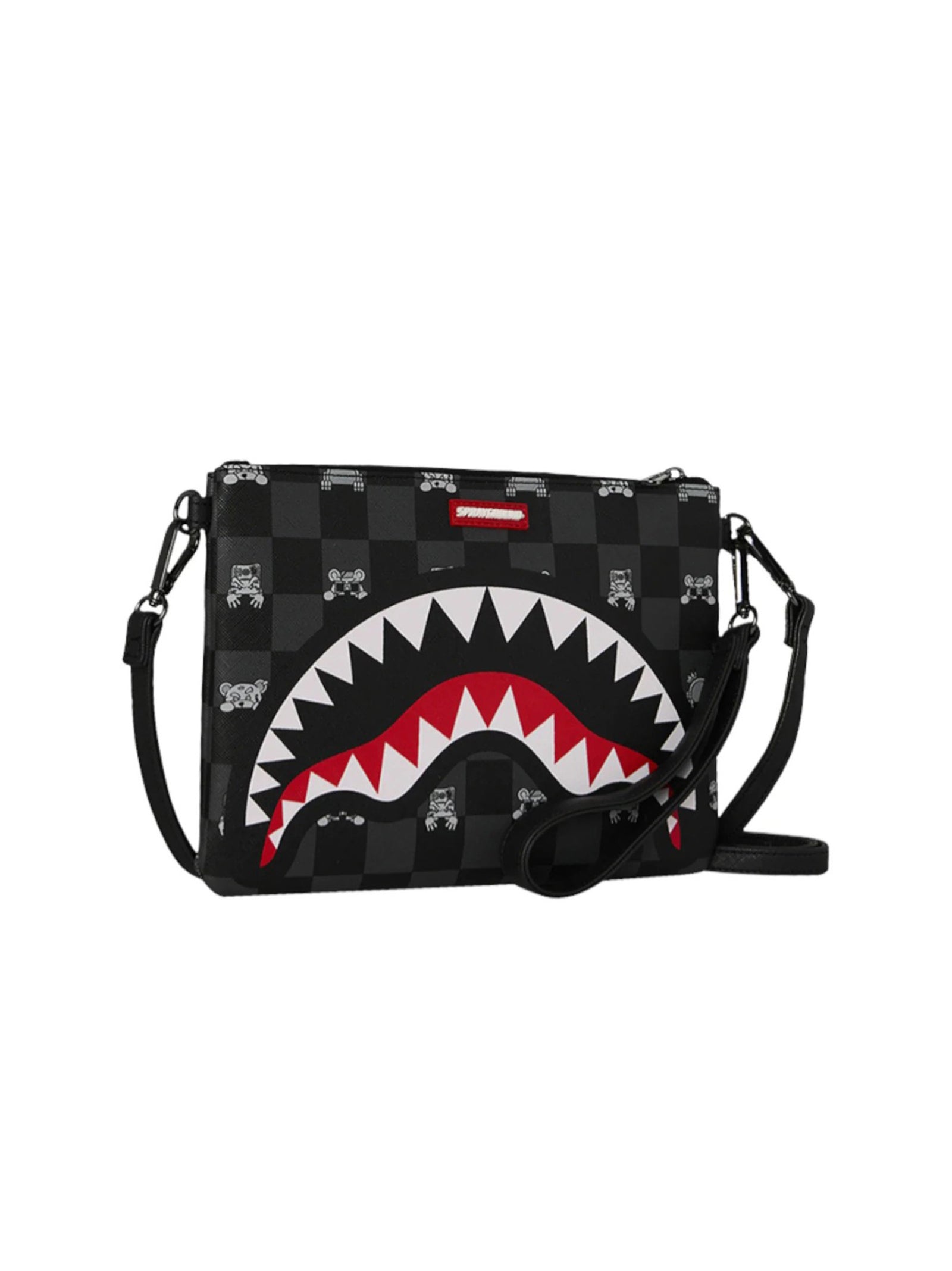 Pochette Gray Peeking Character Check Crossbody-3