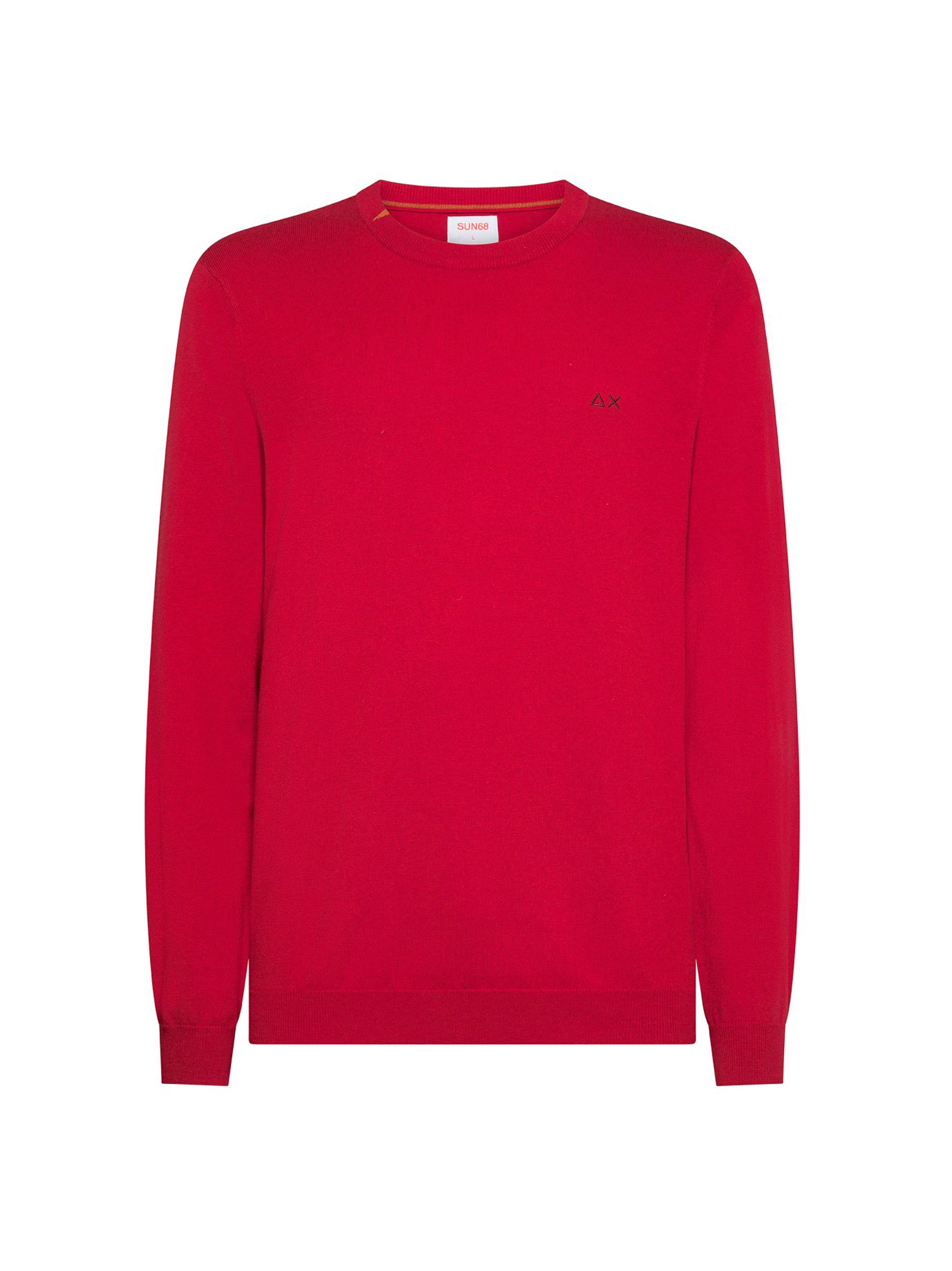 Sun 68 Maglia Girocollo In Misto Lana Rosso Fuoco-1