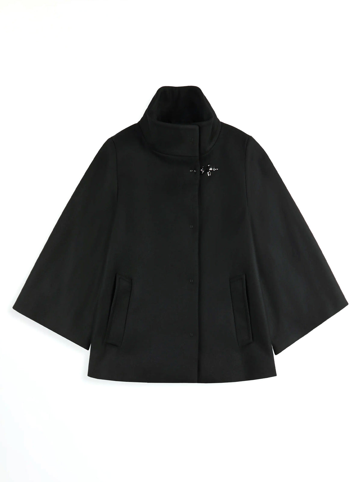 Fay Cappa Gancio Lana E Cashmere Nero-1