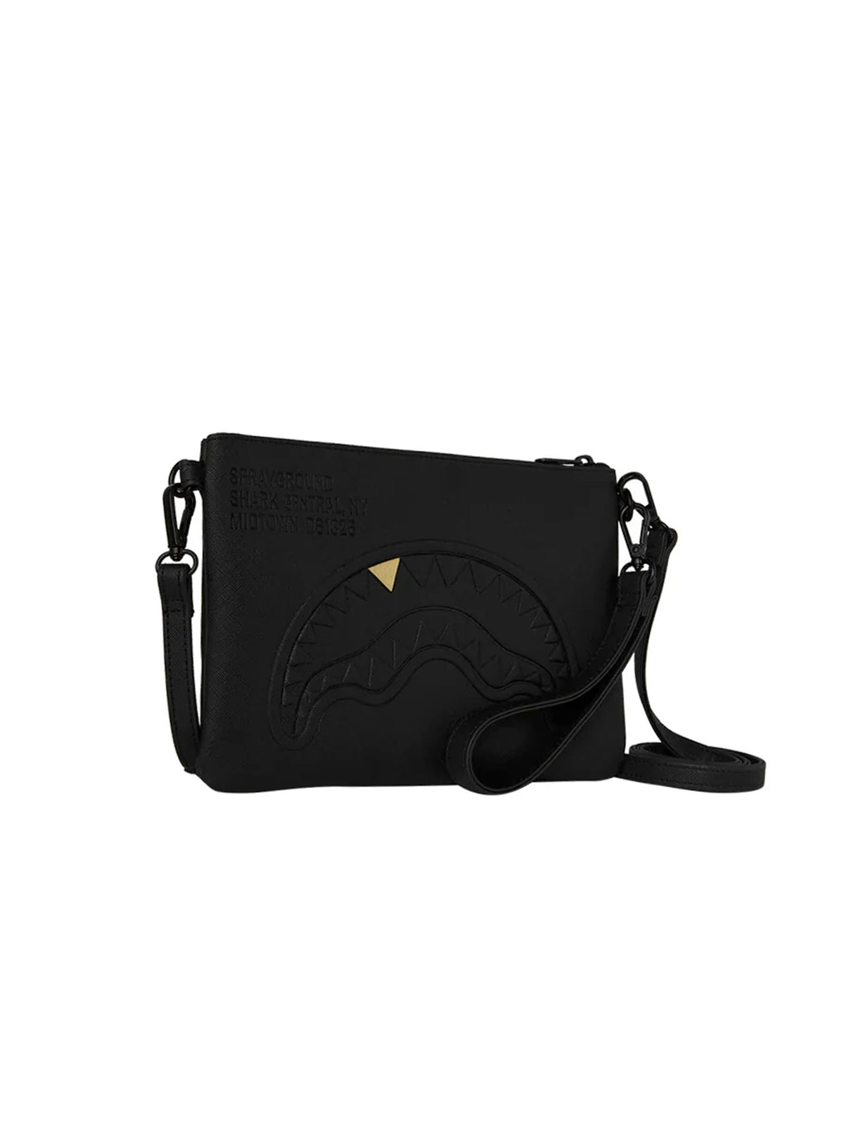 Sprayground Pochette Blacked Out Embossed Gold Tooth Crossover-3